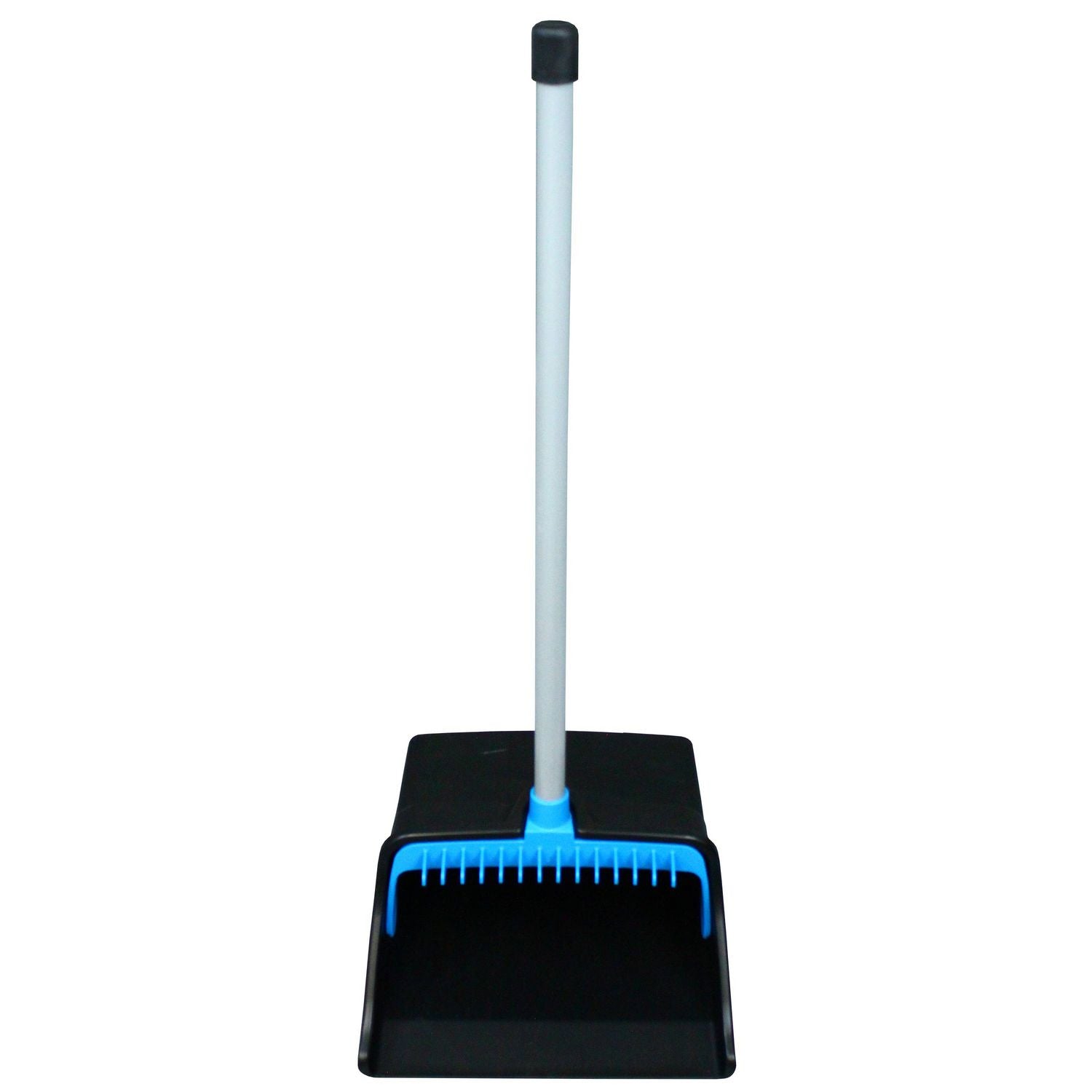 Impact® LobbyMaster Plastic Dust Pan, 11.72" Wide, 31" PVC Handle, Blue/Black