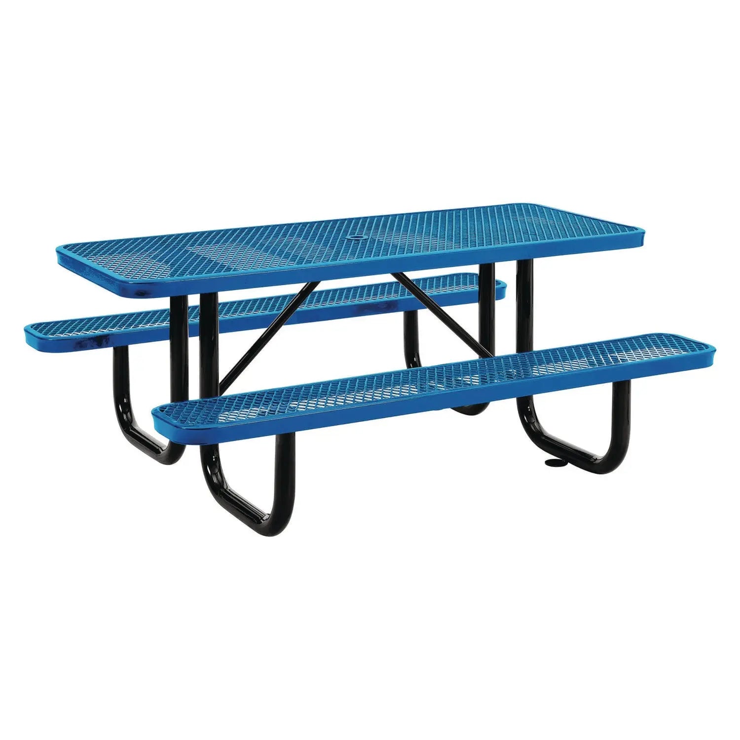 Global Industrial® Expanded Steel Picnic Table, Rectangular, 72 x 62 x 29.5, Blue Top, Blue Base/Legs