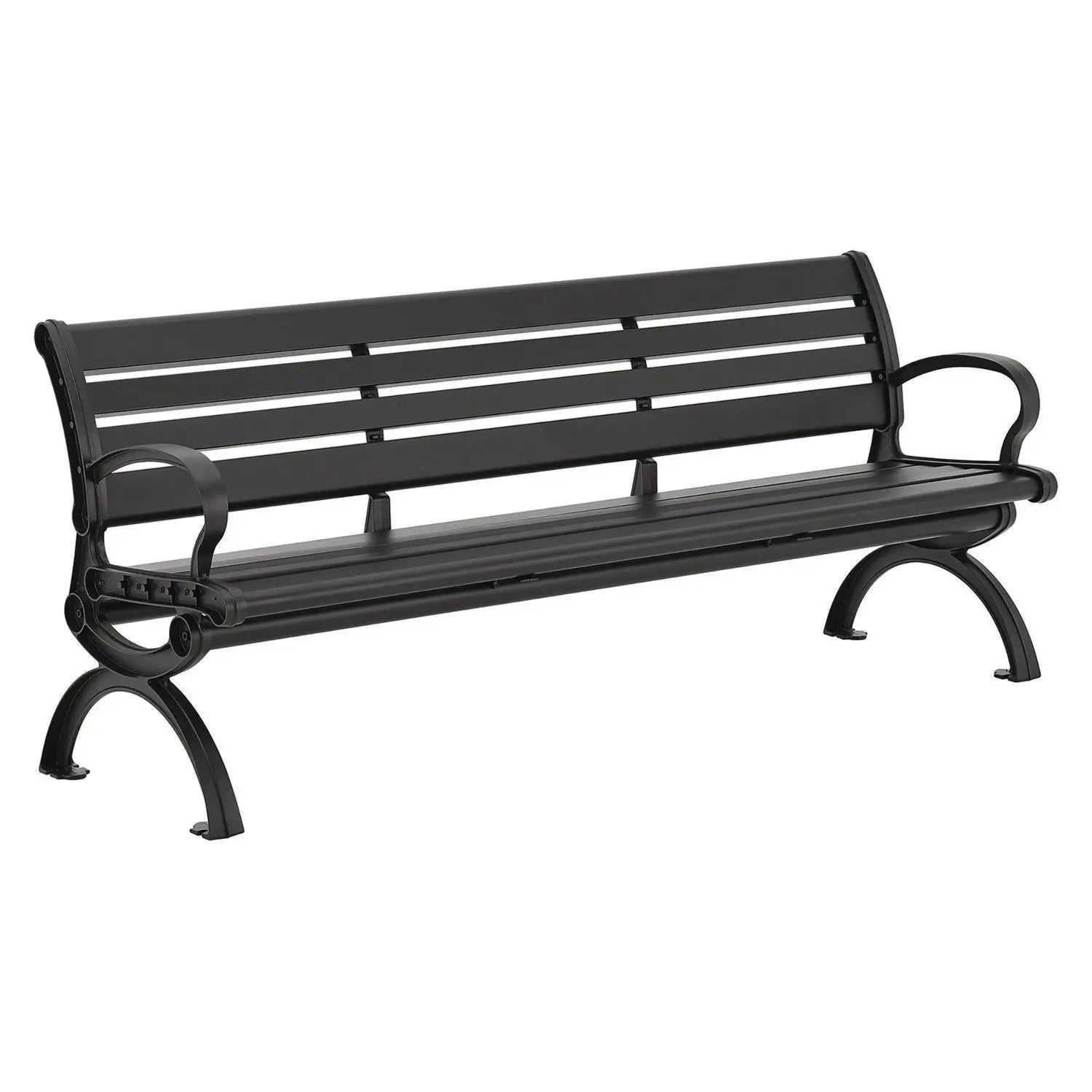 Global Industrial® Aluminum Bench with Back, 73" x 22.75" x 30.75", Black Seat/Back, Black Base