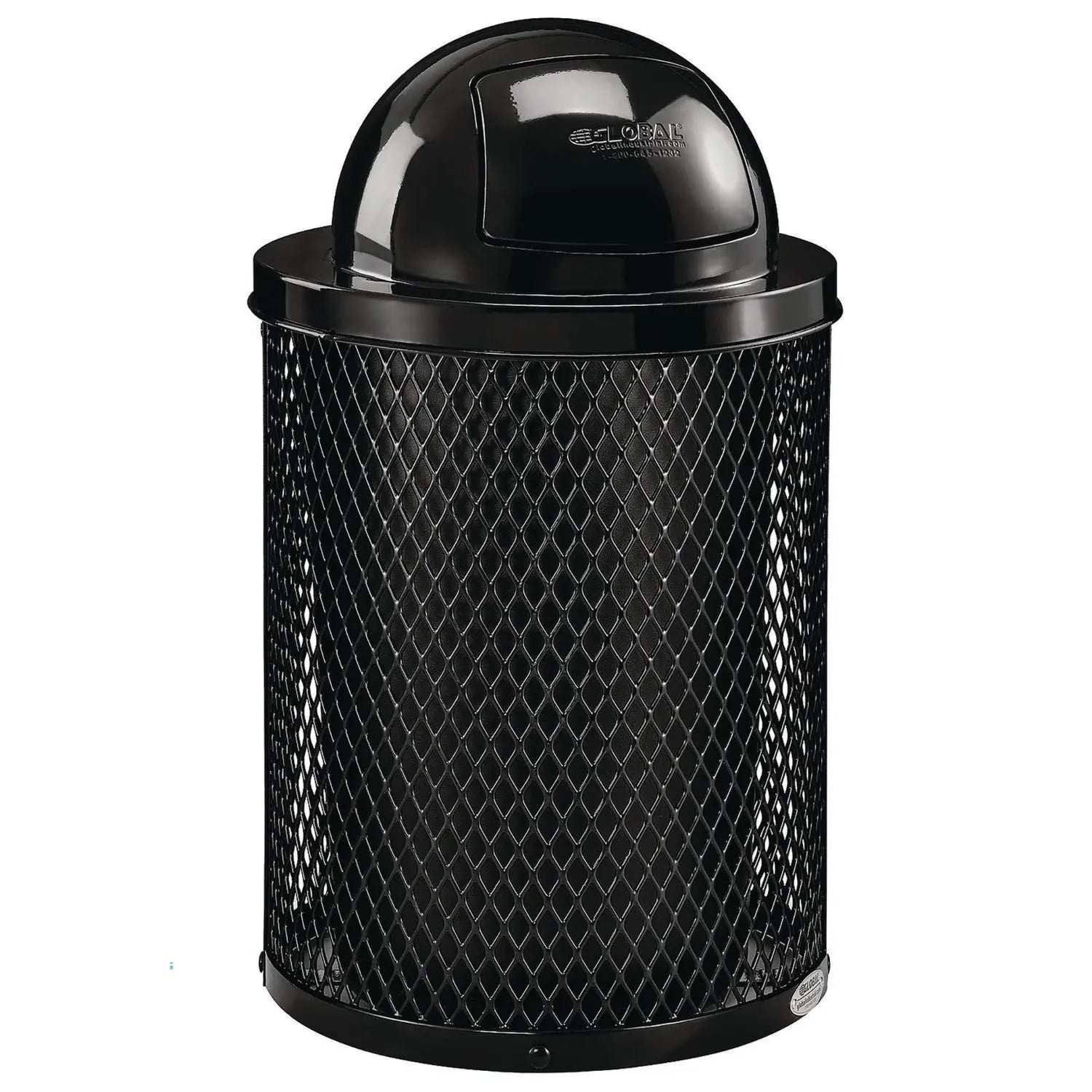 Global Industrial® Outdoor Diamond Industrial Steel Trash Can, 36 gal, Black