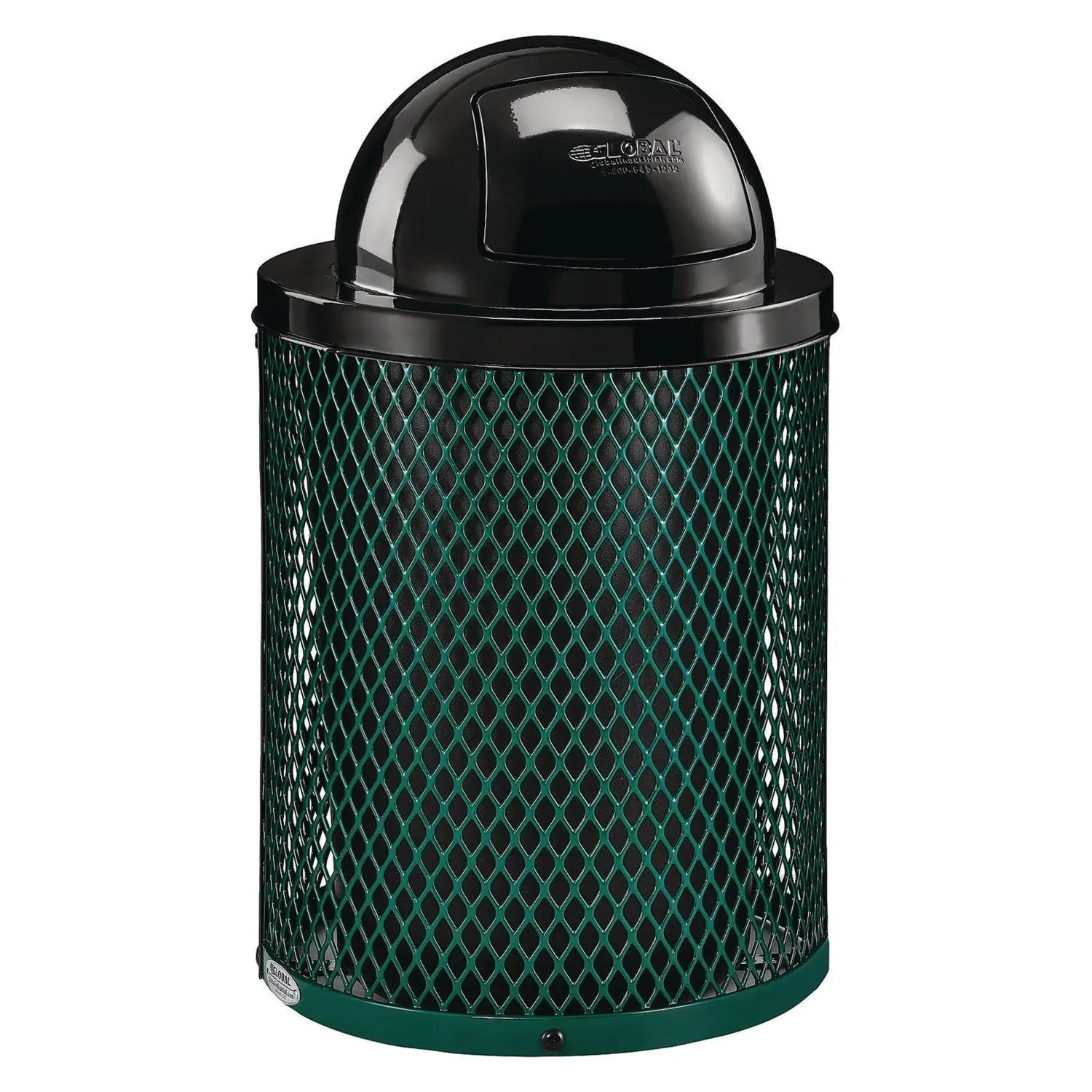 Global Industrial® Outdoor Diamond Steel Trash Can, 36 gal, Dome Lid, Green
