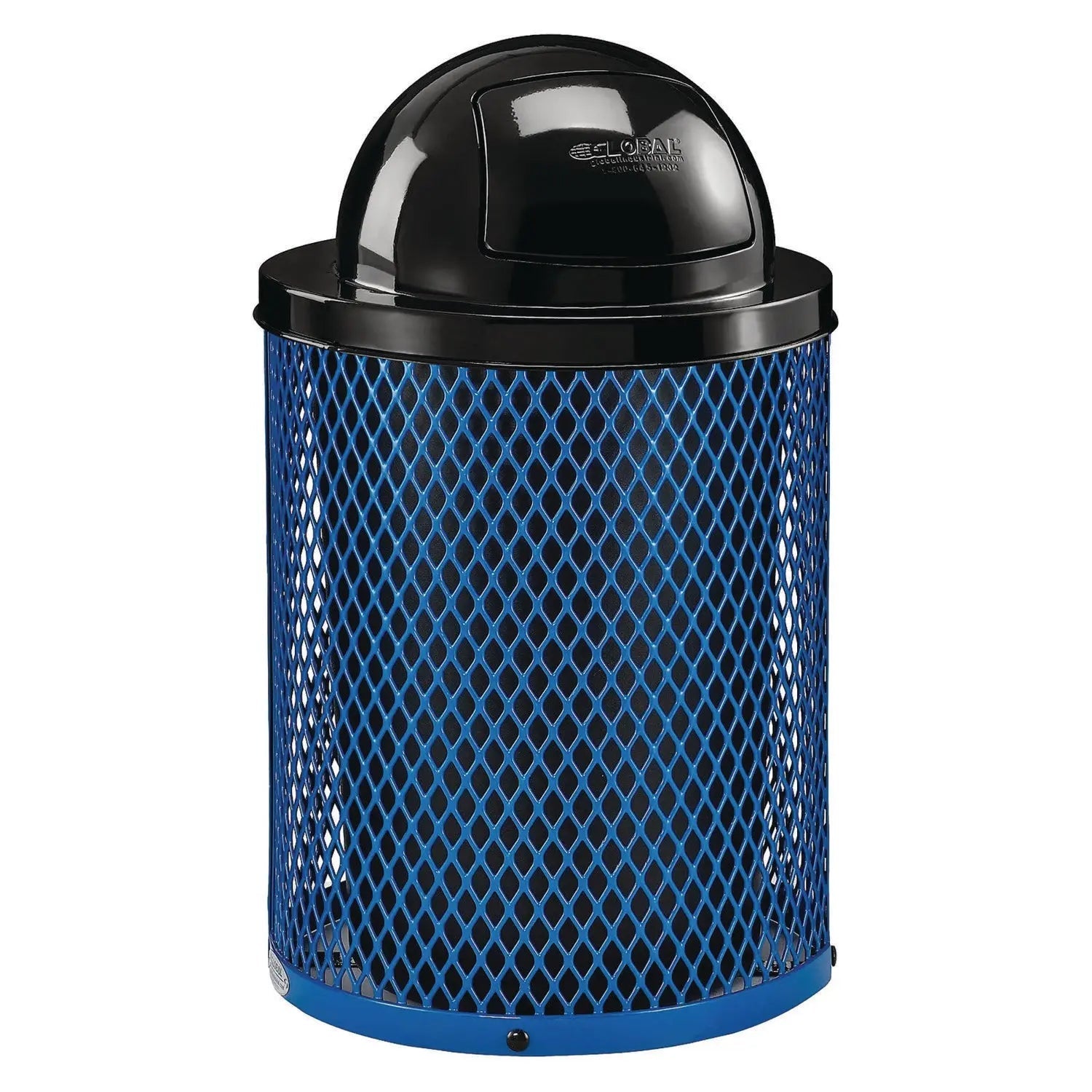 Global Industrial® Outdoor Diamond Steel Trash Can, 36 gal, Dome Lid, Blue