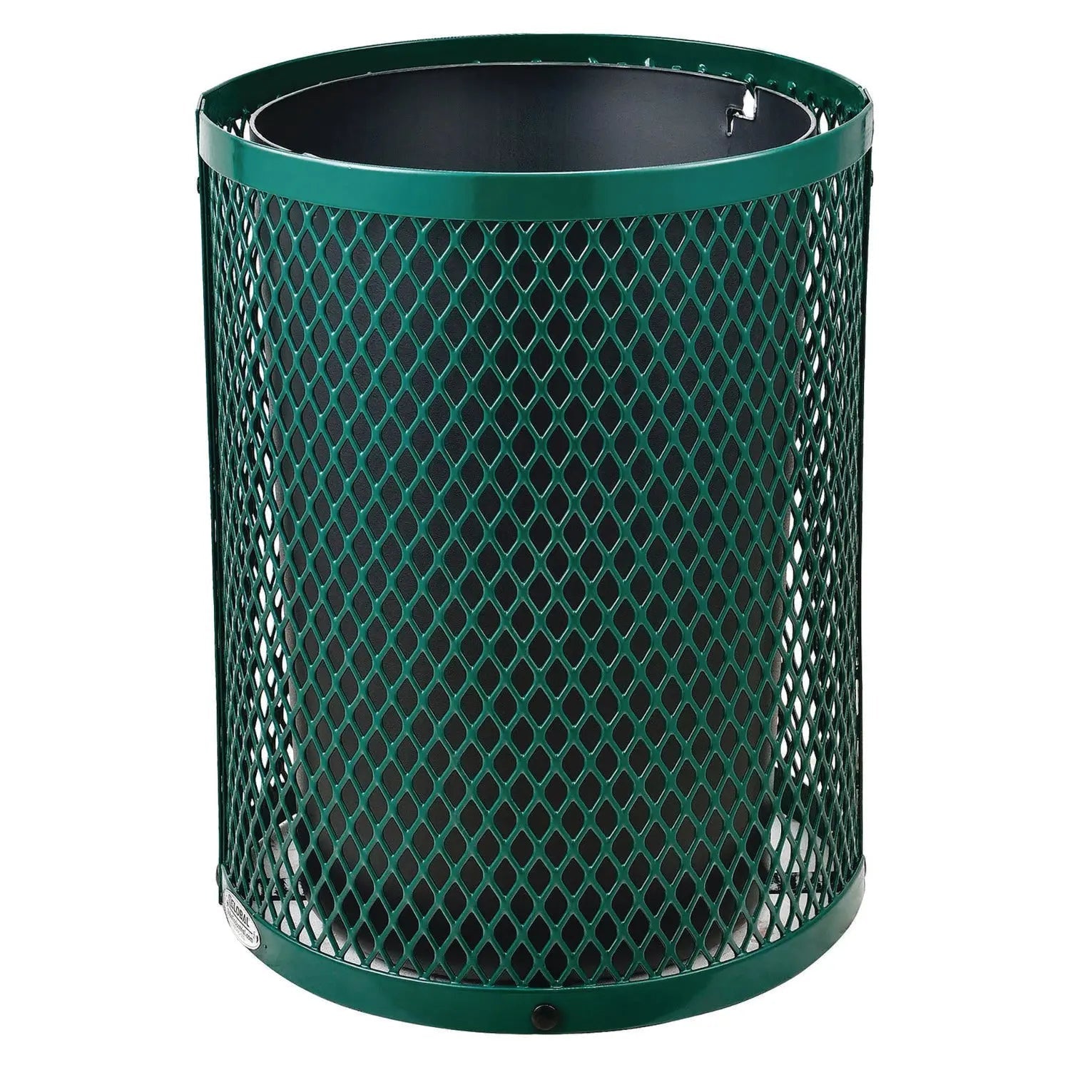 Global Industrial® Outdoor Diamond Steel Trash Can, 36 gal, Dome Lid, Green