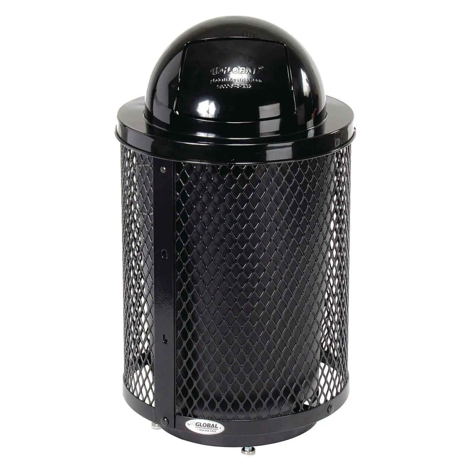 Global Industrial® Outdoor Diamond Steel Trash Can with Base, 36 gal, Black