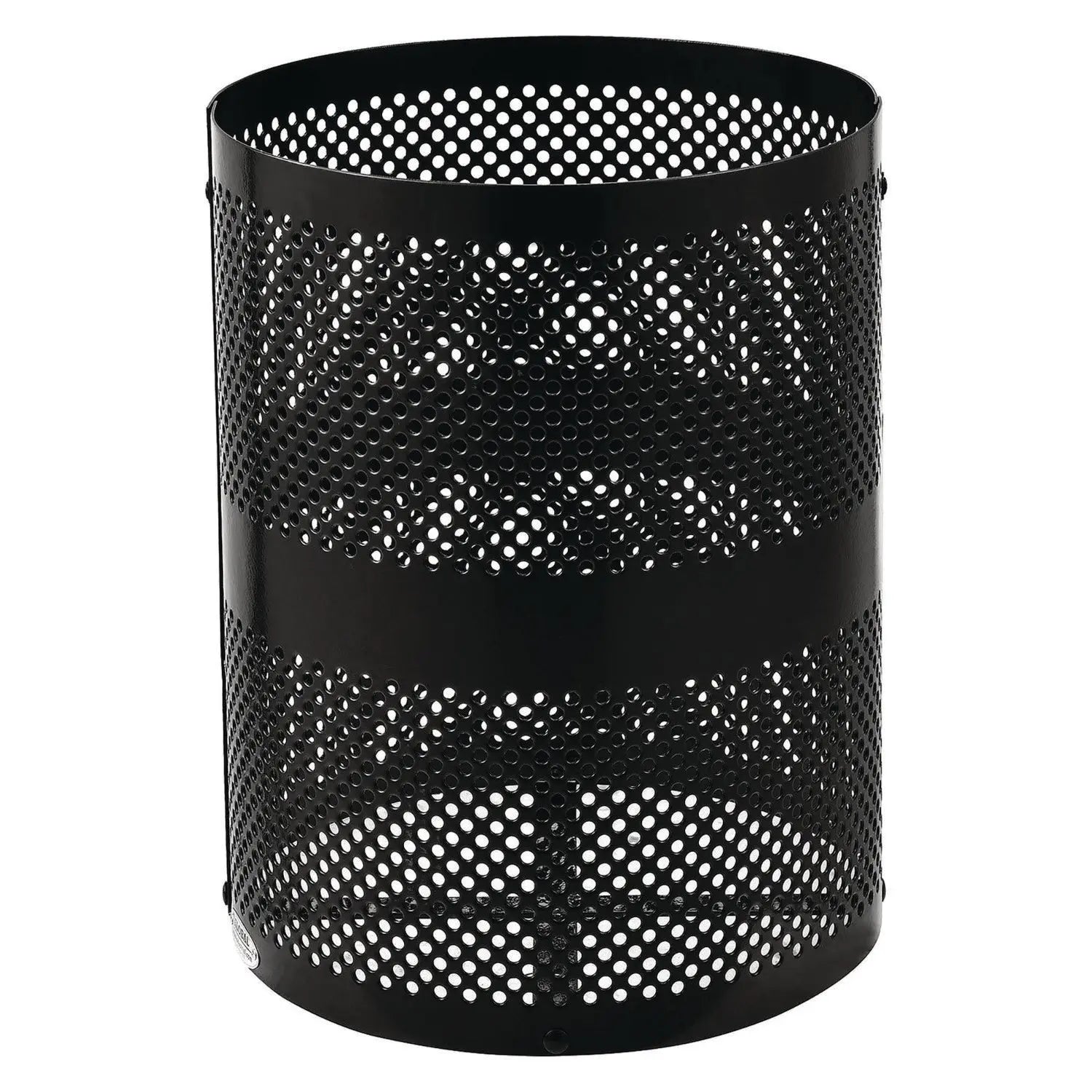 Global Industrial® Outdoor Perforated Steel Trash Can with Dome Lid, 36 gal, Steel, Black