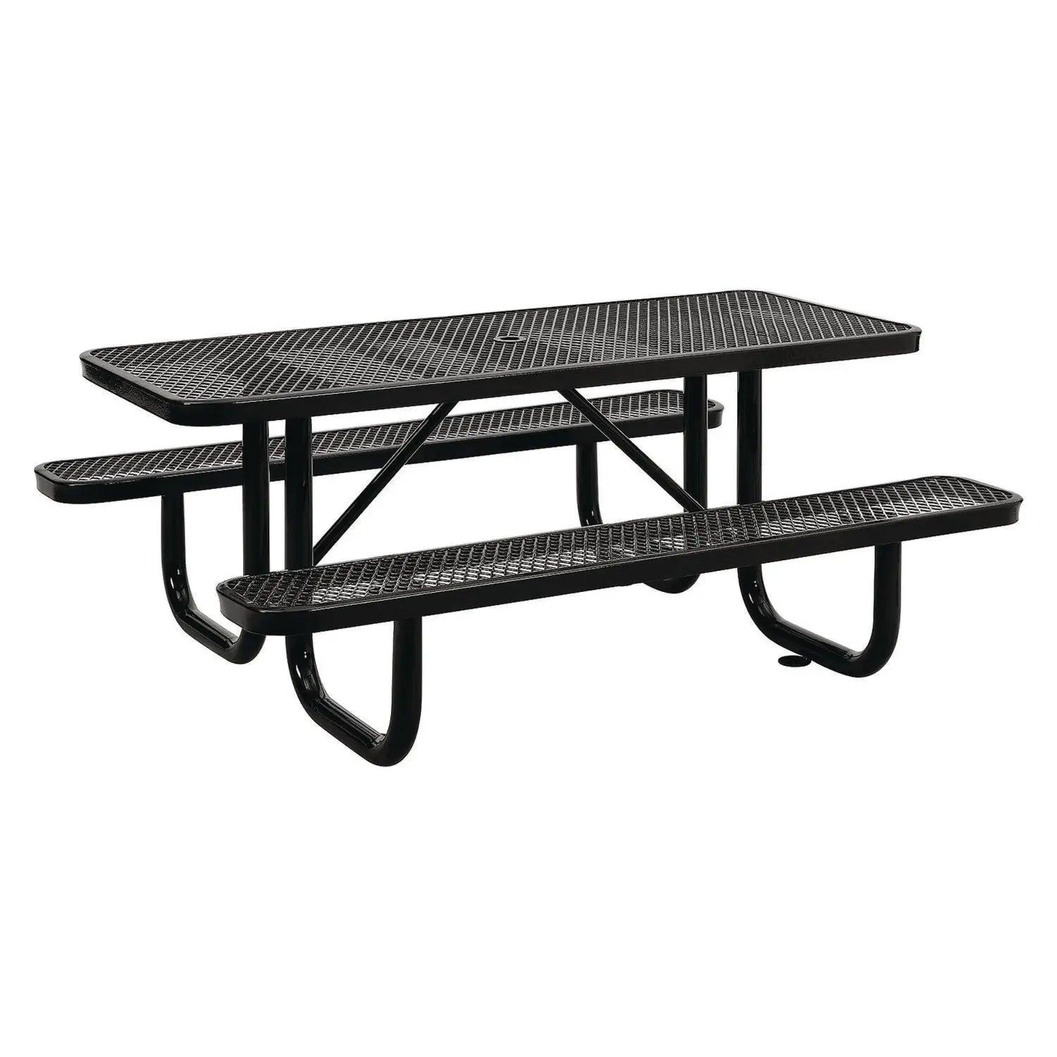 Global Industrial® Expanded Steel Picnic Table, Rectangular, 72 x 62 x 29.5, Black Top, Black Base/Legs
