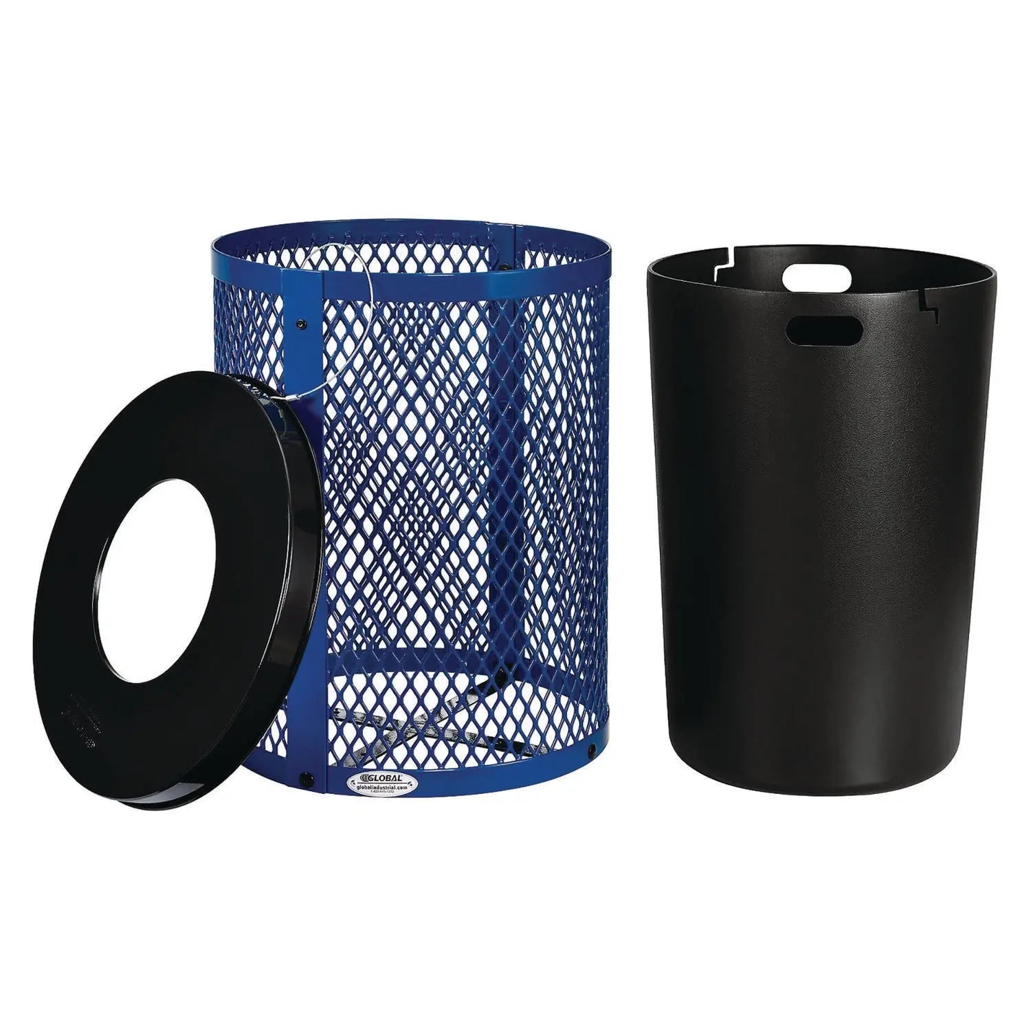 Global Industrial® Outdoor Diamond Steel Trash Can, 36 gal, Blue