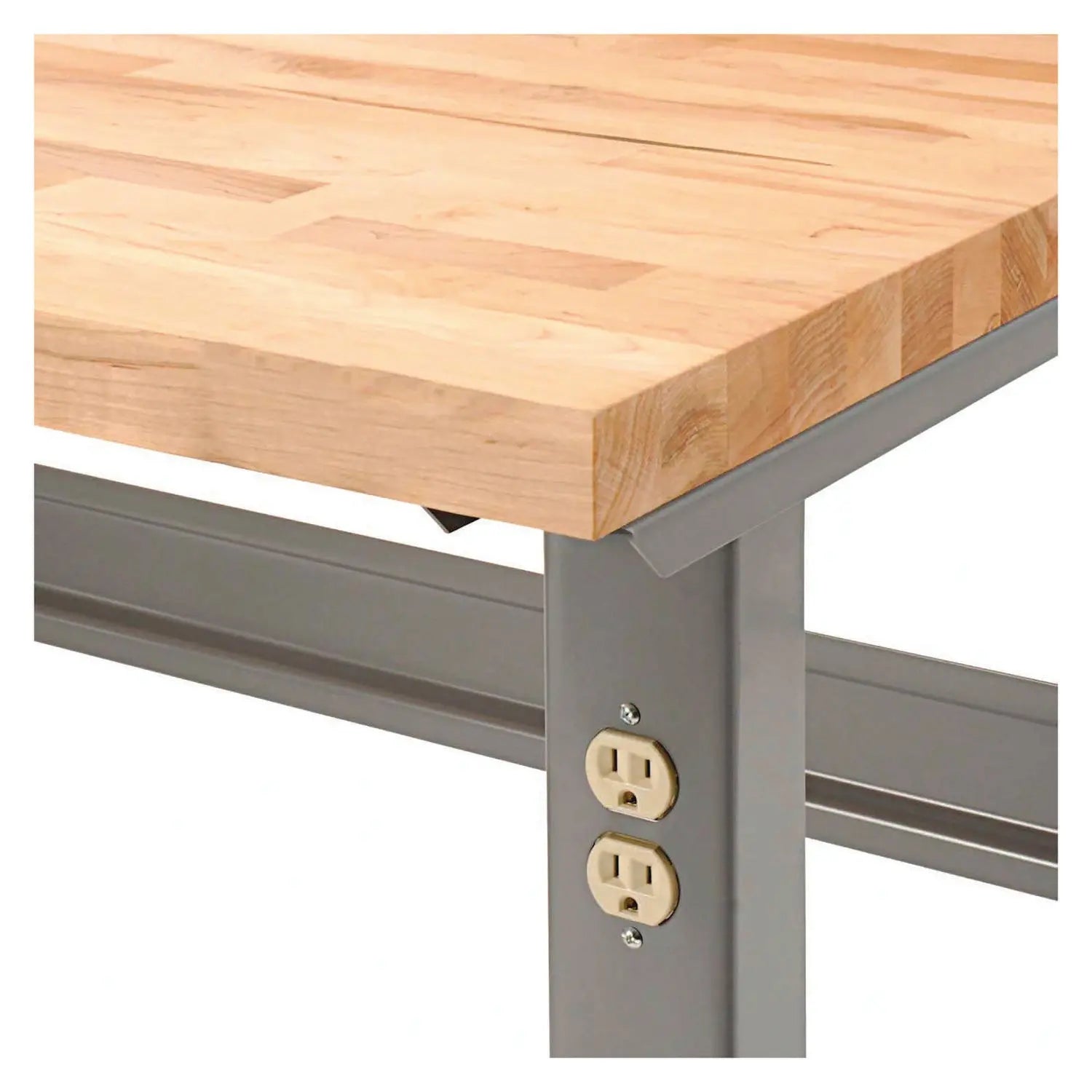 Global Industrial® Standard Duty Butcher Block Top Adjustable Height Workbench, 2,000 lbs, 72 x 30 x 30.88 to 36.88, Maple/Gray