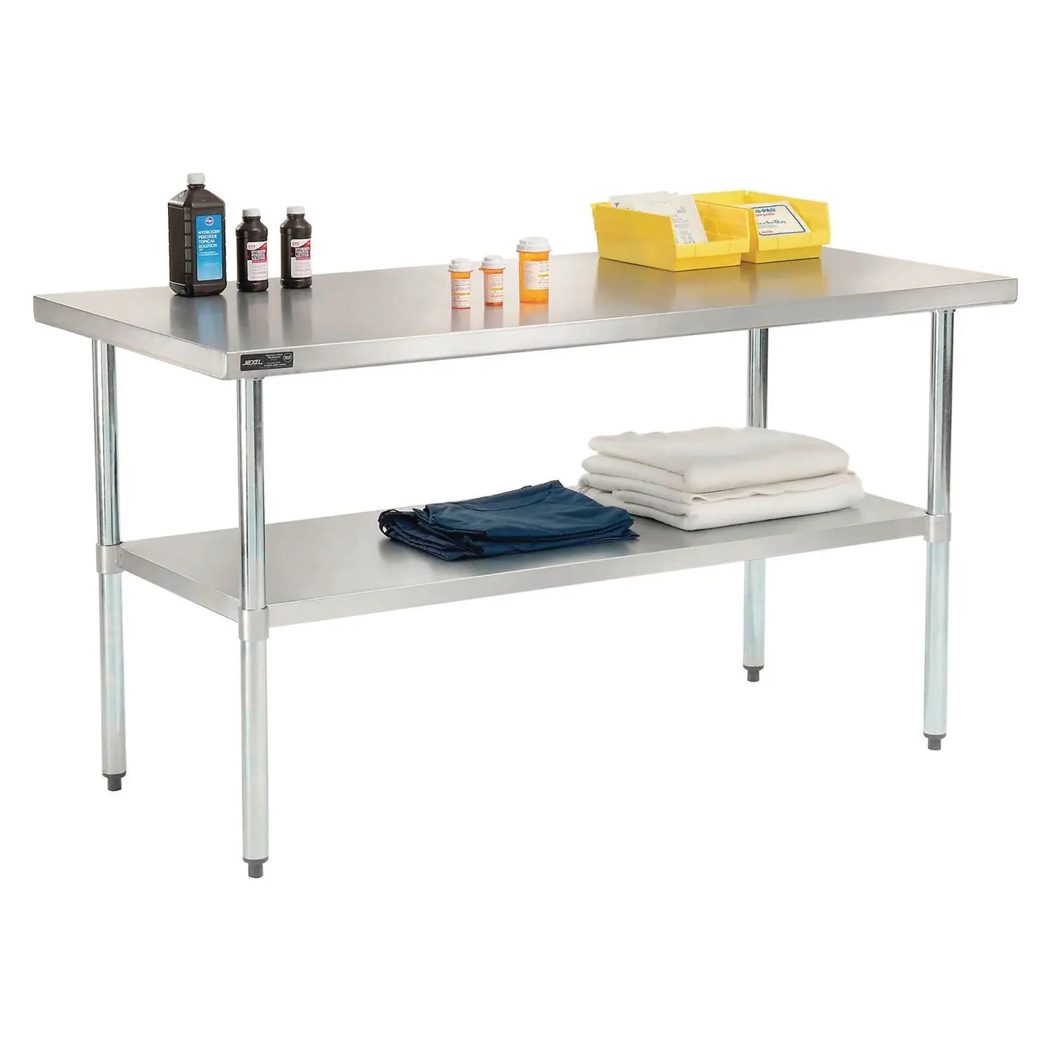 Global Industrial® Work Table with Undershelf, Rectangular, 48 x 30 x 35, Silver Top, Silver Base/Legs