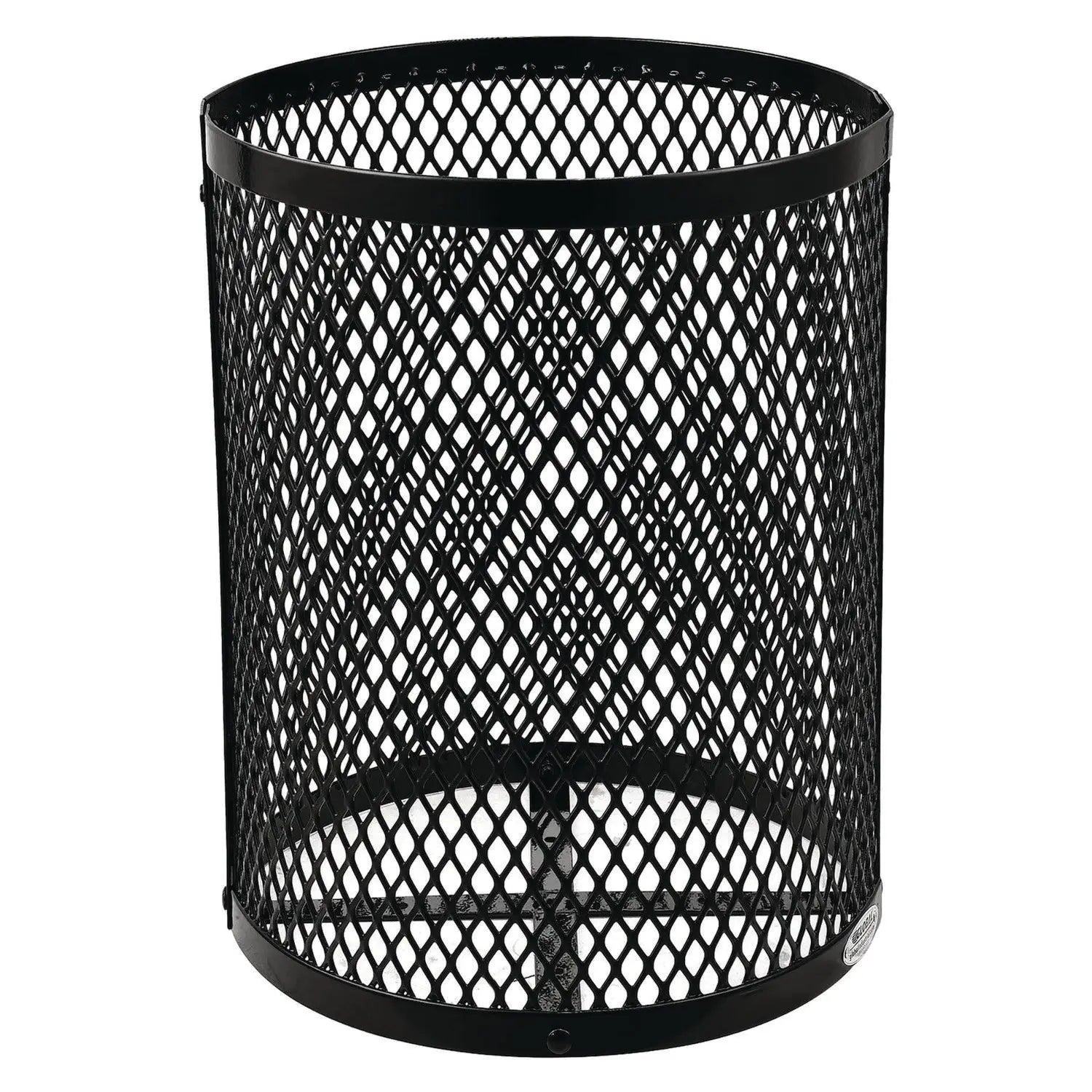 Global Industrial® Outdoor Diamond Steel Trash Can, Rain Bonnet Lid, 36 gal, Black