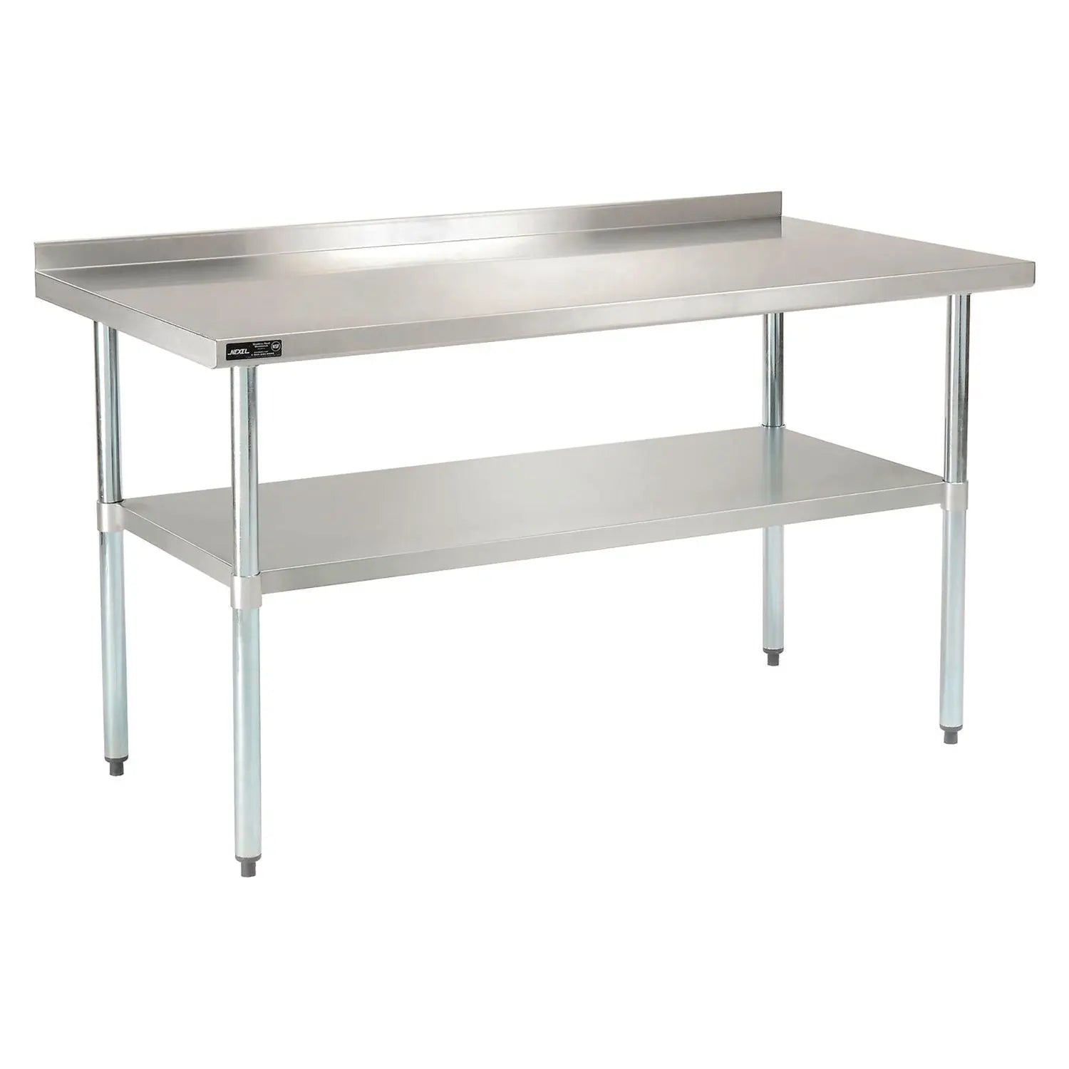 Global Industrial® Work Table with Undershelf with Backsplash, Rectangular, 60 x 30 x 35, Silver Top, Silver Base/Legs