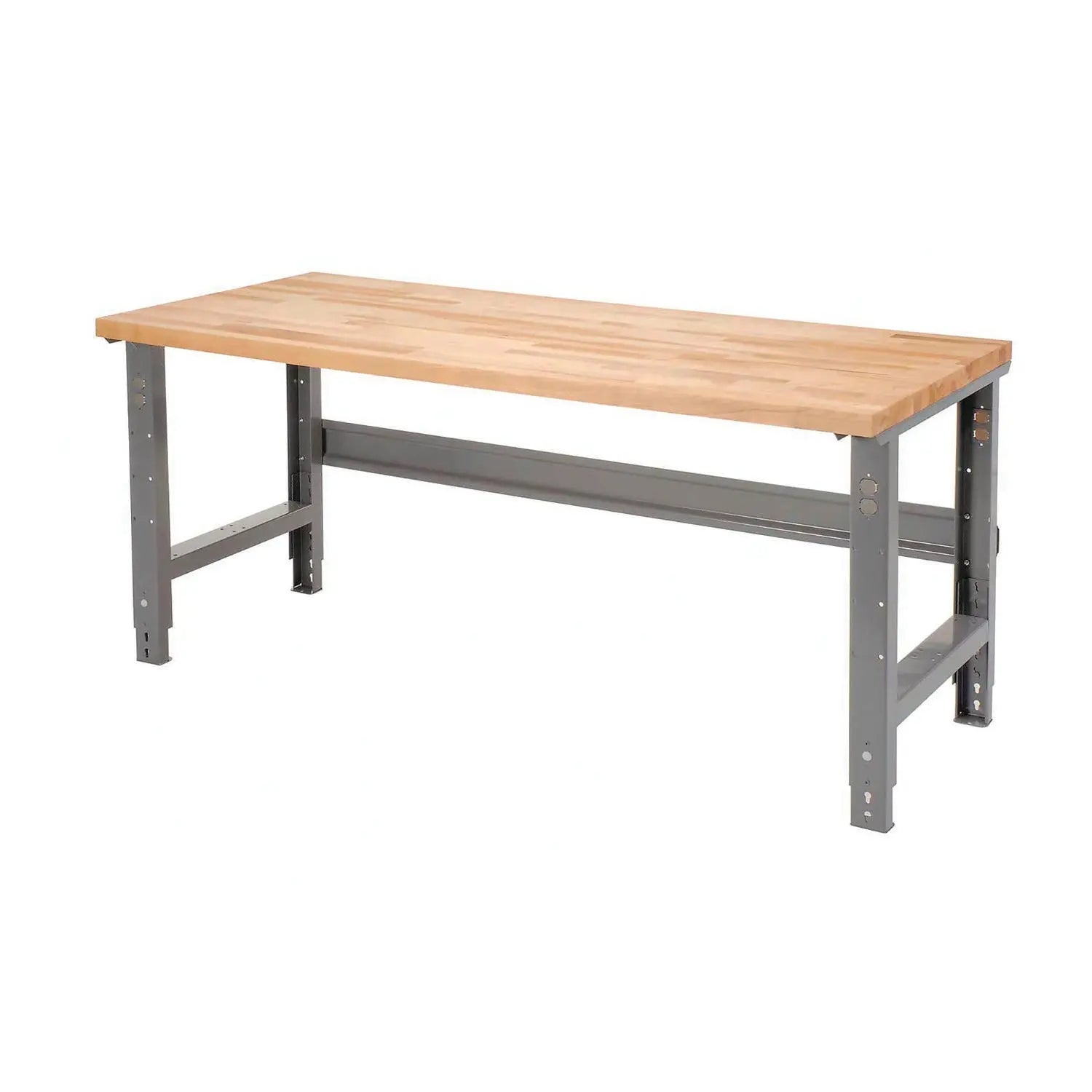 Global Industrial® Standard Duty Butcher Block Top Adjustable Height Workbench, 2,000 lbs, 72 x 30 x 30.88 to 36.88, Maple/Gray