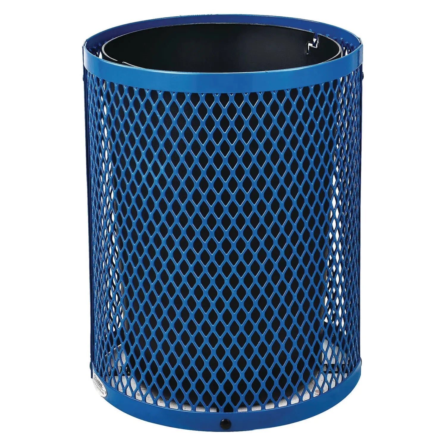 Global Industrial® Outdoor Diamond Steel Trash Can, 36 gal, Blue