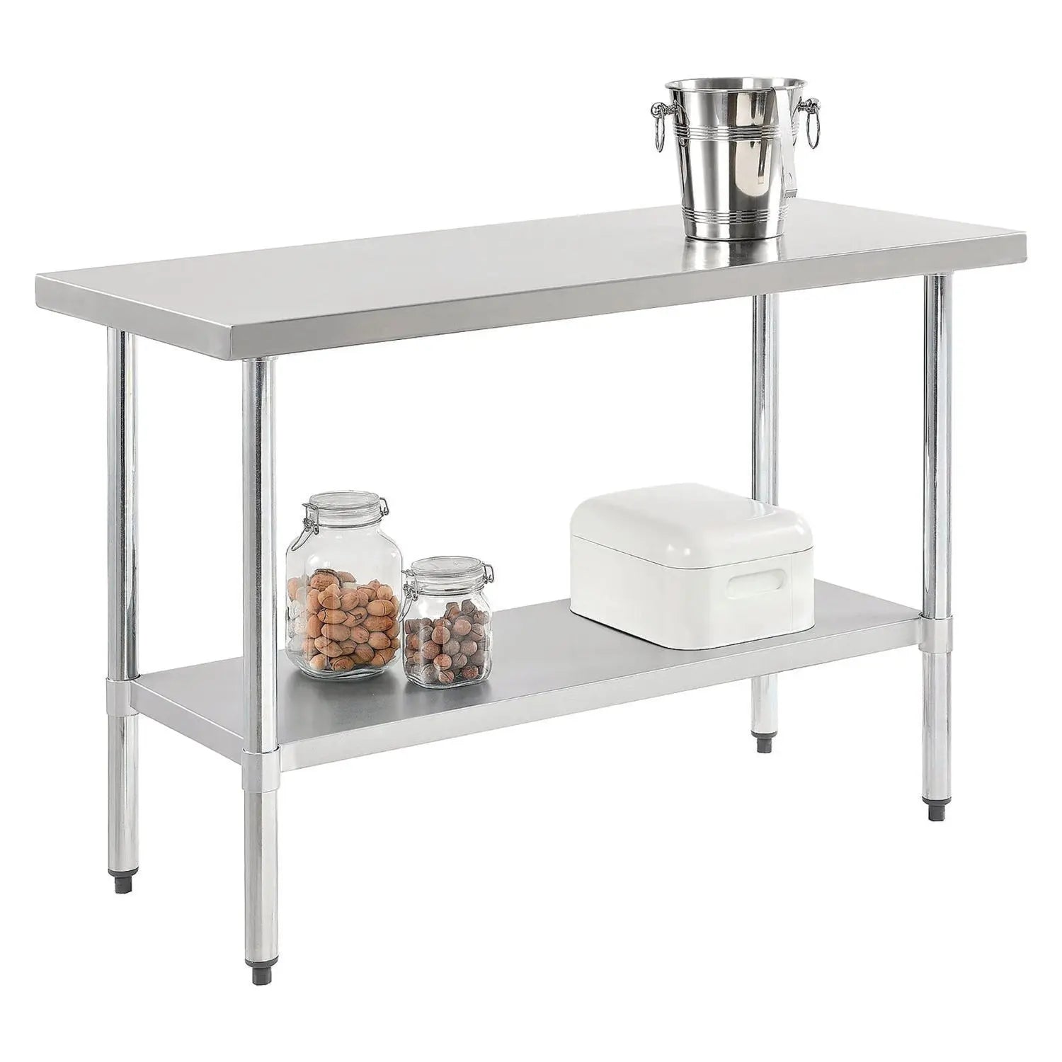 Global Industrial® Work Table with Undershelf, Rectangular, 72 x 30 x 35, Silver Top, Silver Base/Legs - Bloom Skins