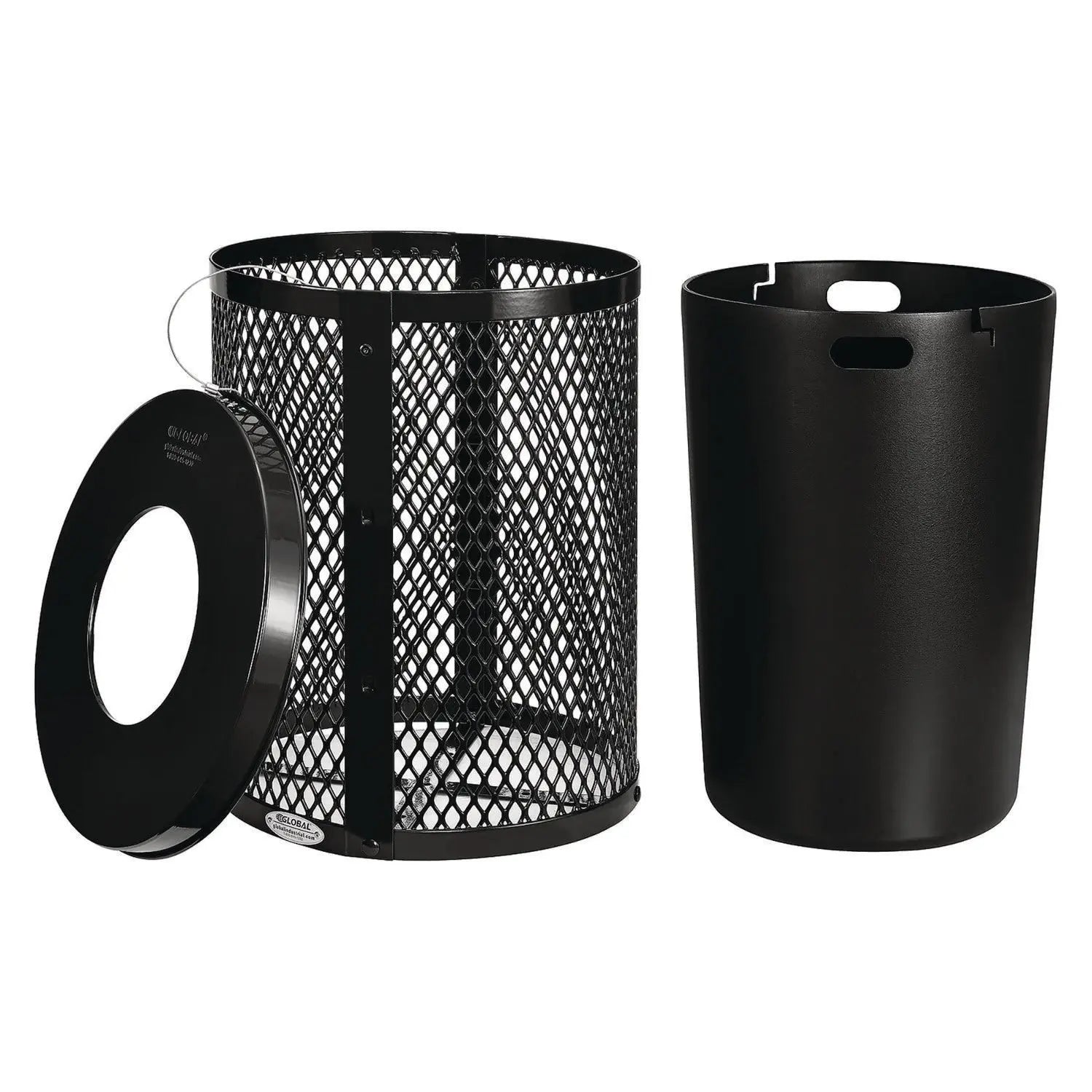 Global Industrial® Outdoor Diamond Steel Trash Can, 36 gal, Black