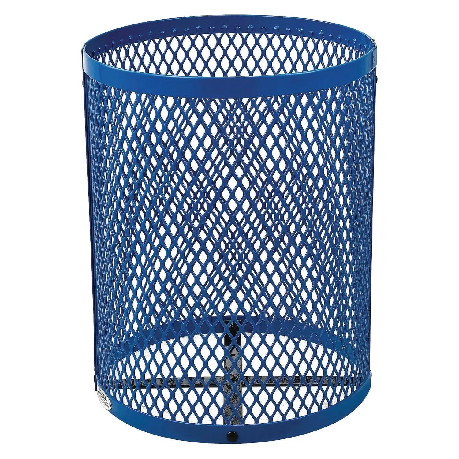 Global Industrial® Outdoor Diamond Steel Trash Can, Rain Bonnet Lid, 36 gal, Blue