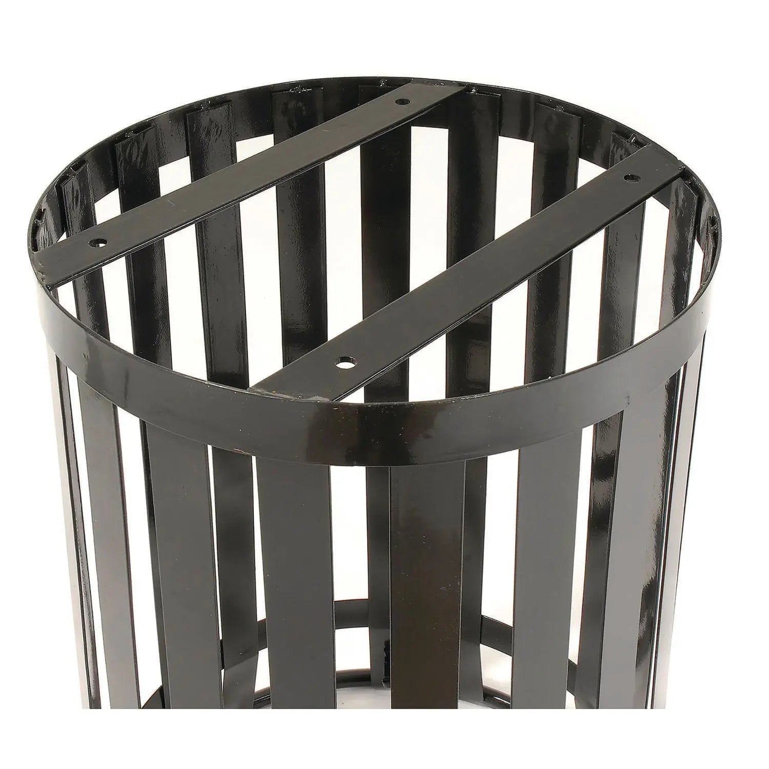 Global Industrial® Outdoor Slatted Steel Trash Can, 36 gal, Black