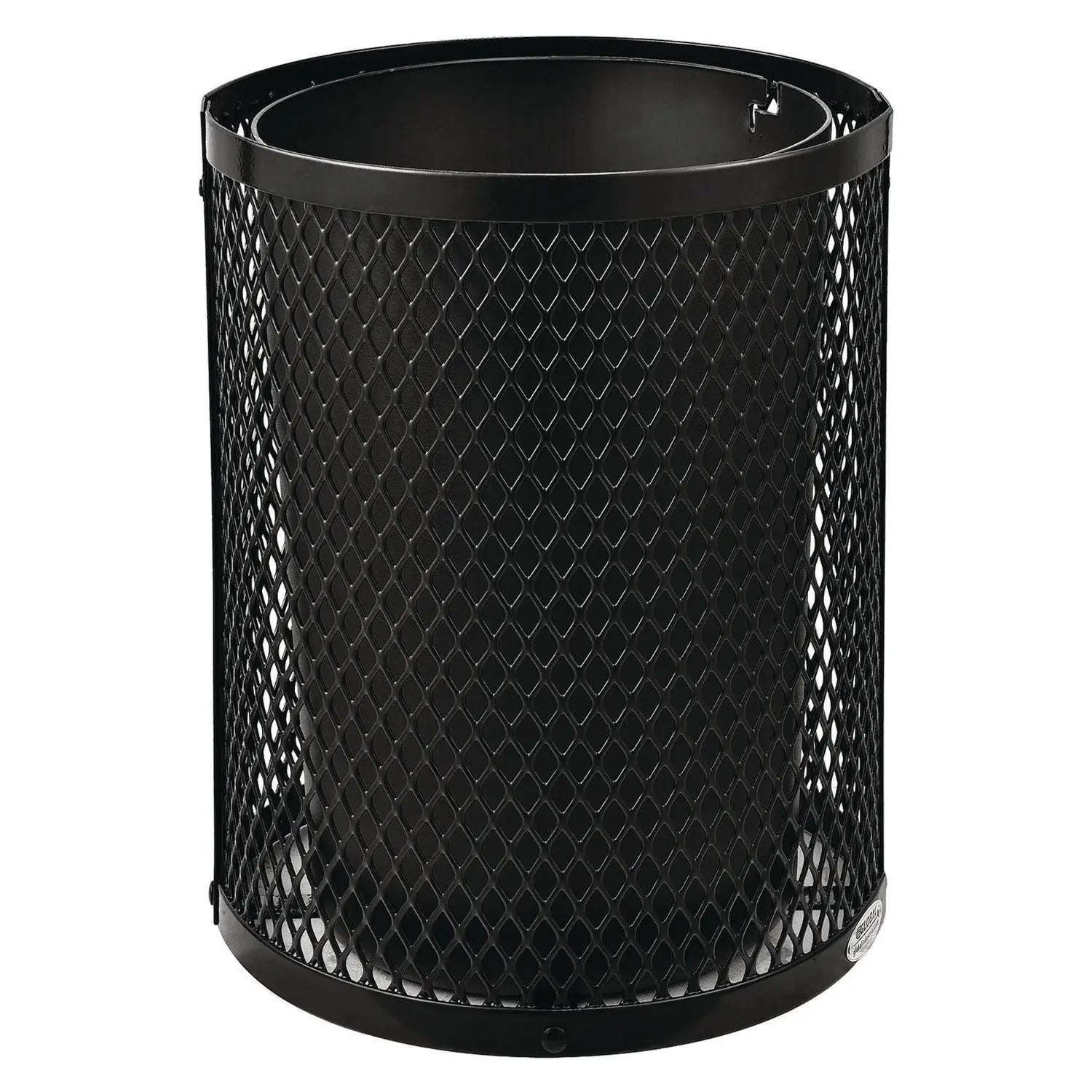 Global Industrial® Outdoor Diamond Steel Trash Can, Rain Bonnet Lid, 36 gal, Black