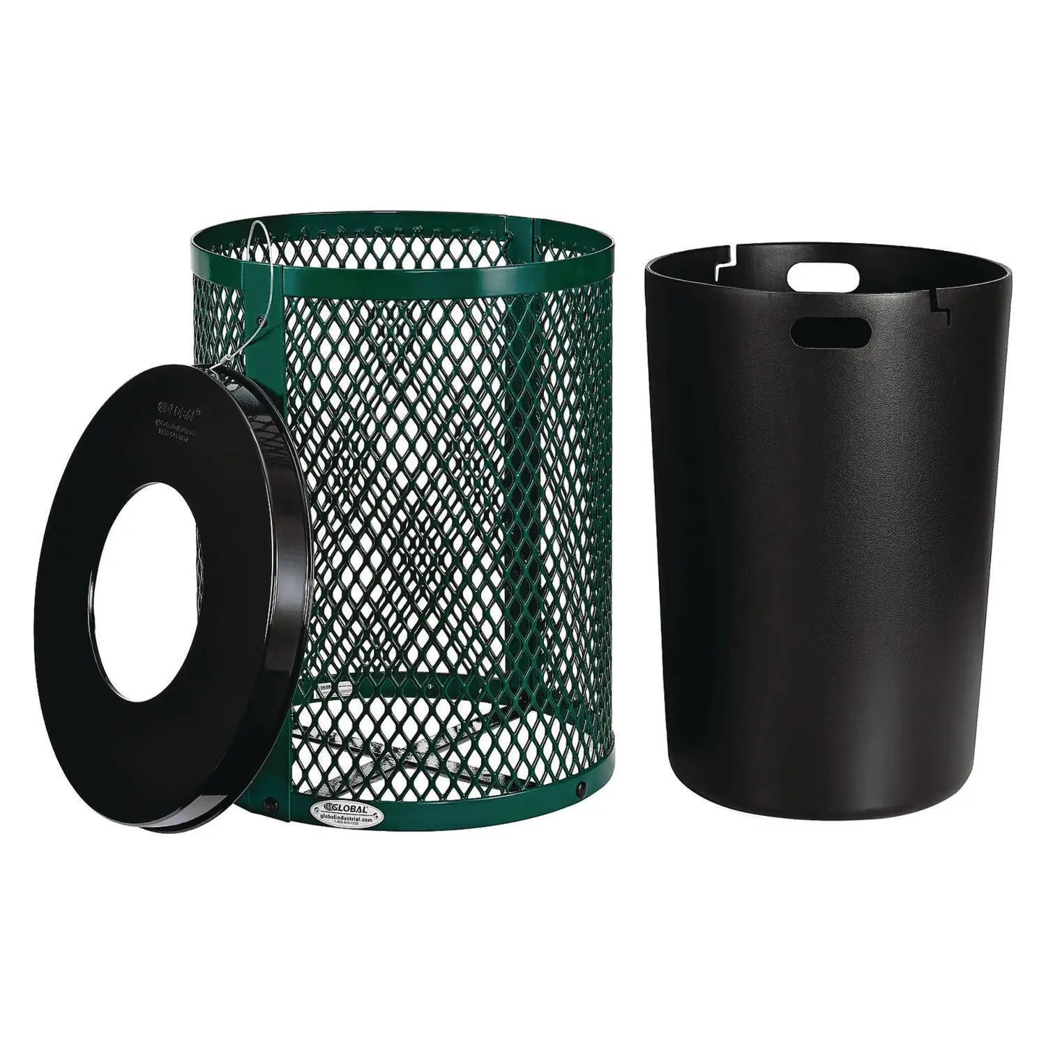 Global Industrial® Outdoor Diamond Steel Trash Can, 36 gal, Green