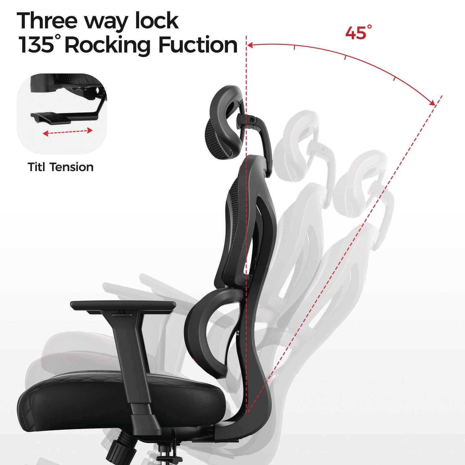 Eureka Ergonomic® Norn Ergonomic Chair, Supports Up to 275 lb, 18.11" to 22.04" Seat Height, Black/Gray Mesh Seat/Back, Black Base