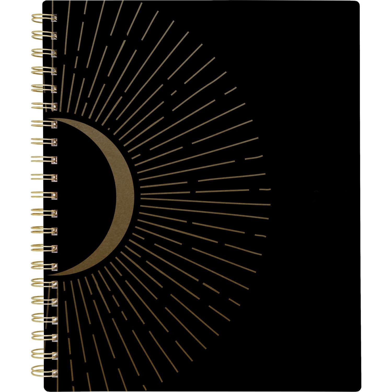 Cambridge® Radiate Weekly/Monthly Planner, Stylized Solar-Eclipse Artwork, 11 x 9.25, Black/Gold Cover, 12-Month (Jan to Dec): 2025