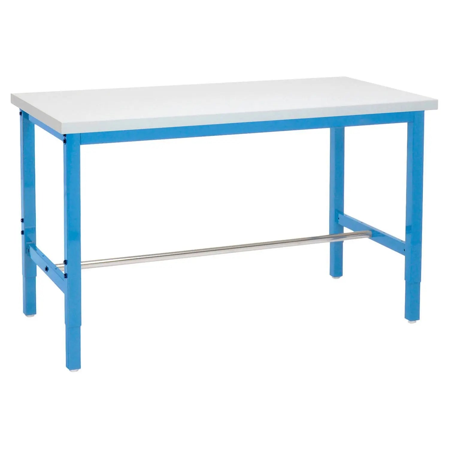 Global Industrial® Adjustable Height Heavy Duty Workbenches, 5,000 lbs, 72 x 30 x 31.63 to 43.63, White/Blue