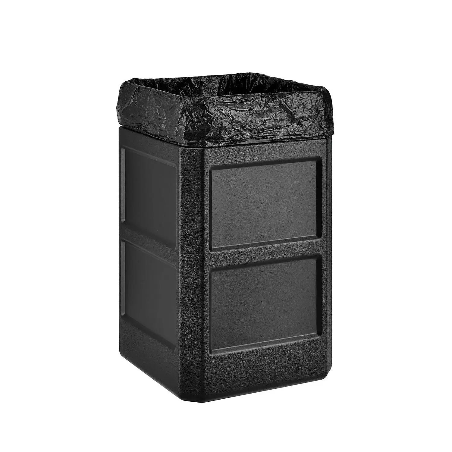 Global Industrial® Square Plastic Waste Receptacle, Dome Lid with Open Sides, 42 gal, Black