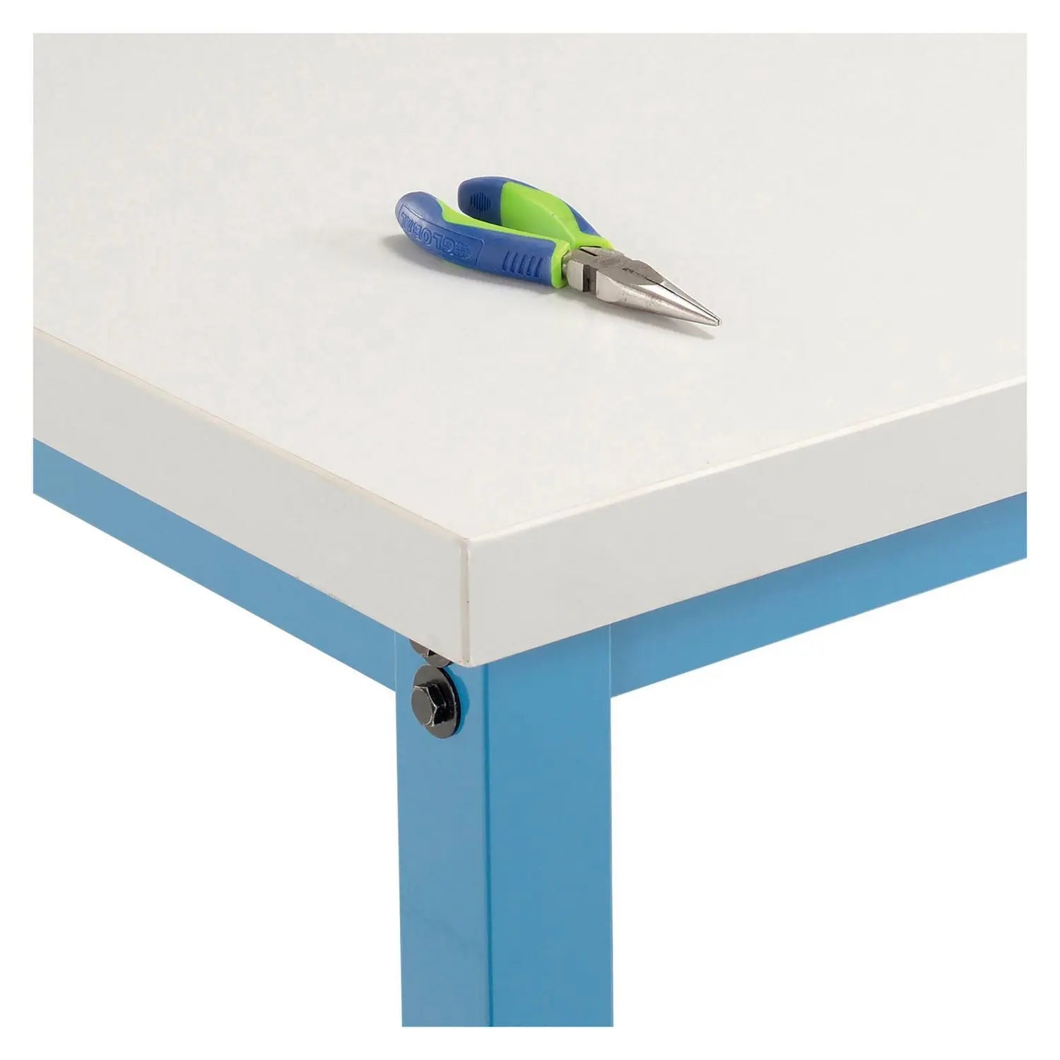Global Industrial® Adjustable Height Heavy Duty Workbenches, 5,000 lbs, 72 x 30 x 31.63 to 43.63, White/Blue