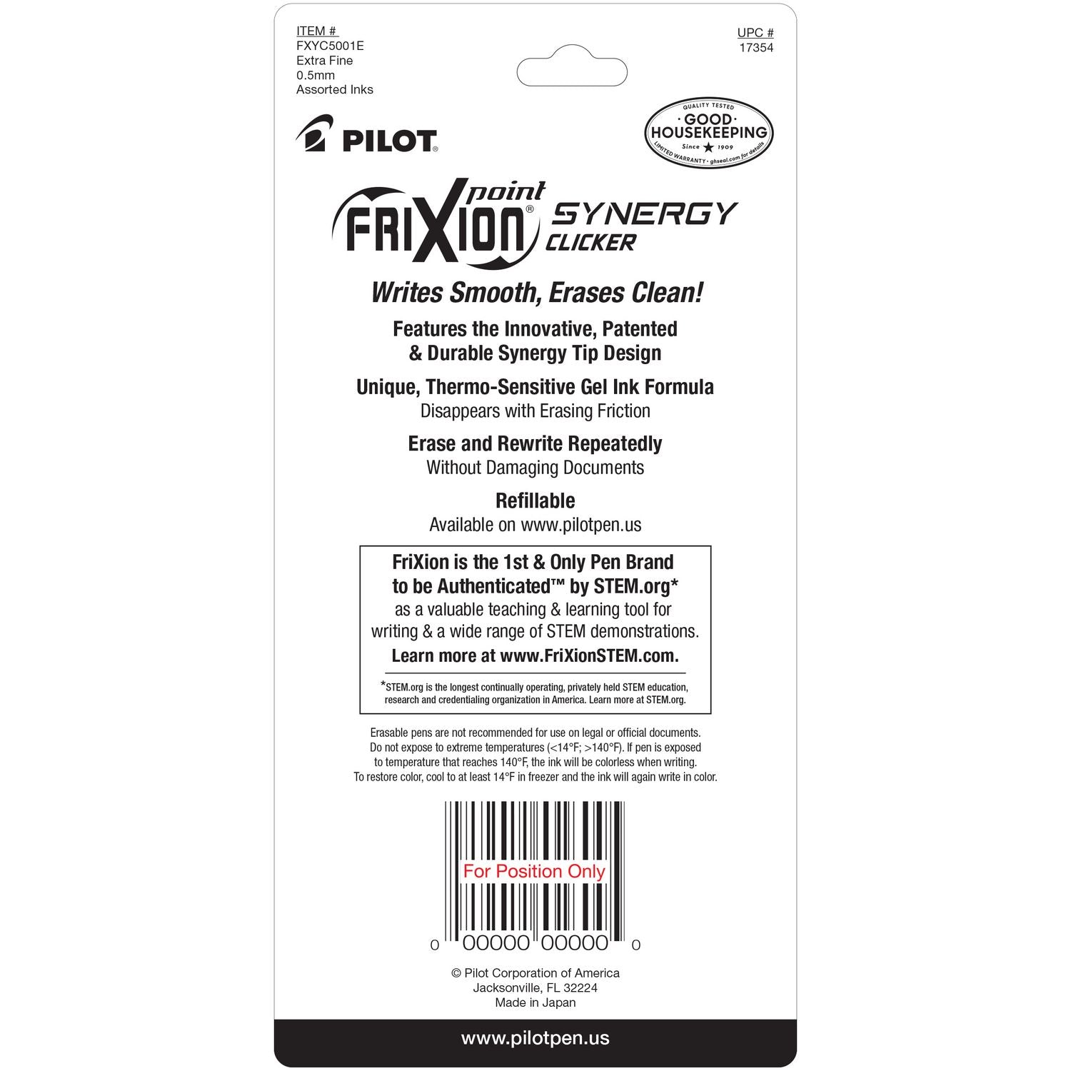 Pilot® FriXion Synergy Clicker Erasable Gel Pen, Retractable, Extra-Fine 0.5 mm, Assorted Ink and Barrel Colors, 5/Pack - Bloom Skins