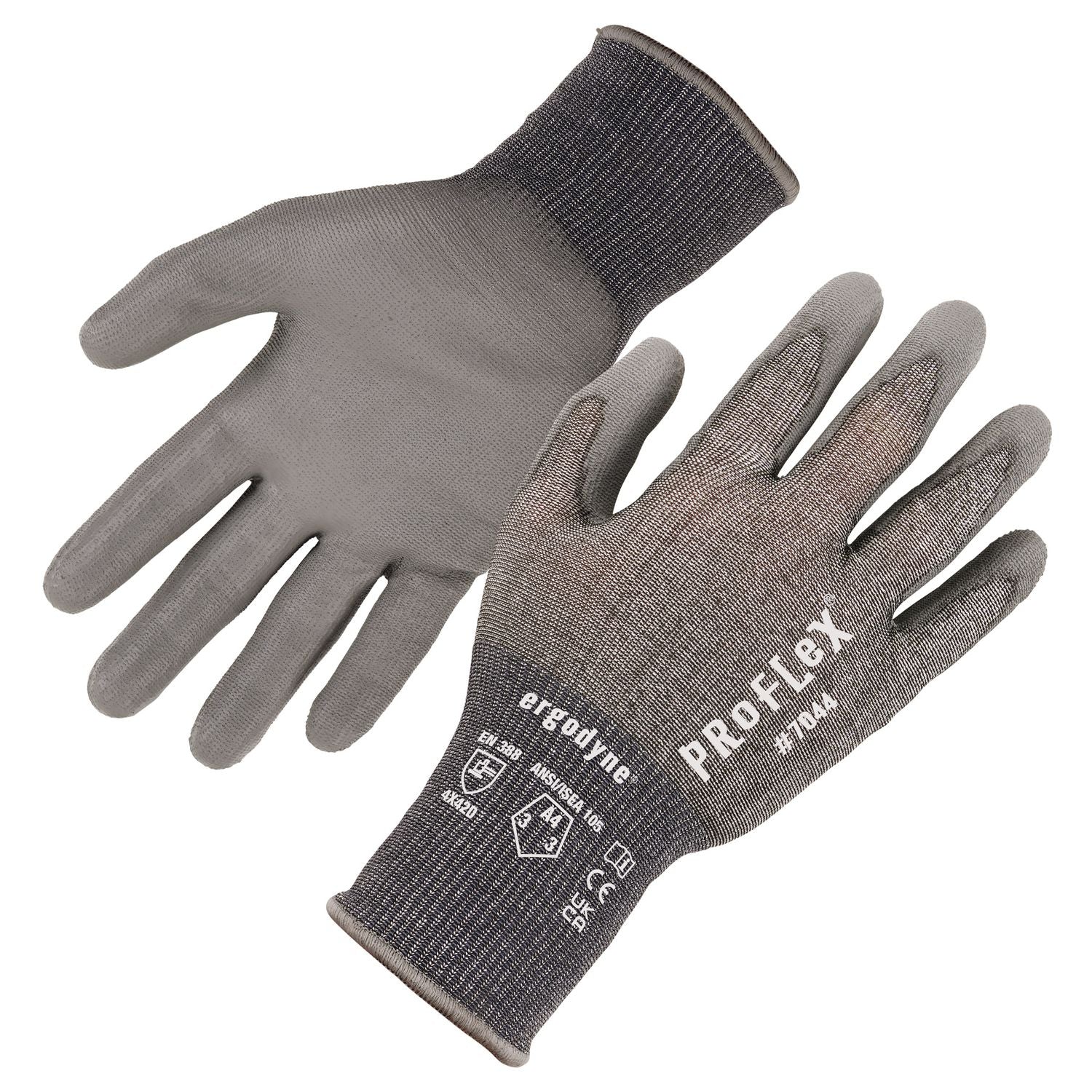 ergodyne® ProFlex 7044 ANSI A4 PU Coated CR Gloves, Gray, X-Small, Pair
