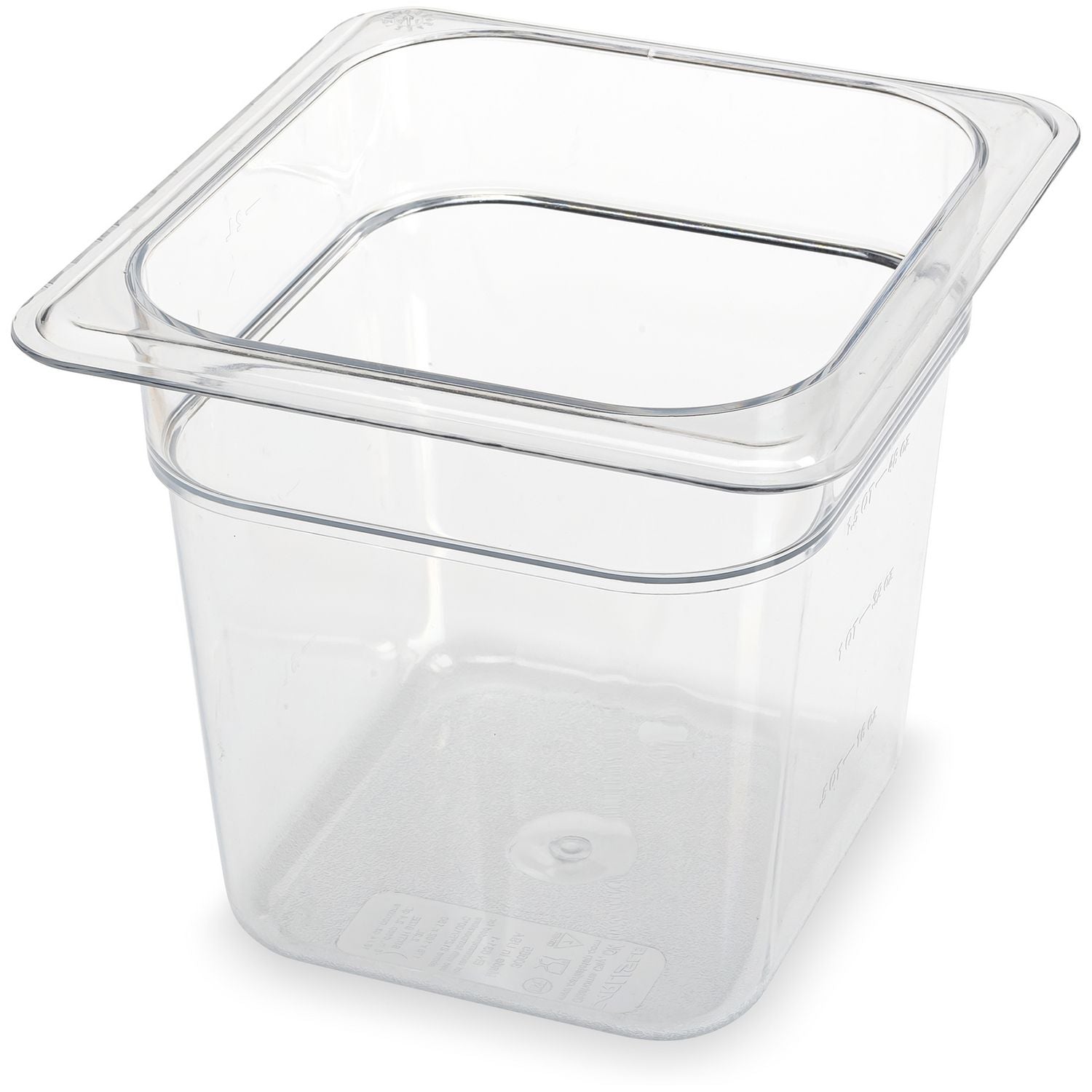 Carlisle StorPlus Polycarbonate Food Pan, 2.5 qt, 6.38 x 6.75 x 6, Clear, Plastic