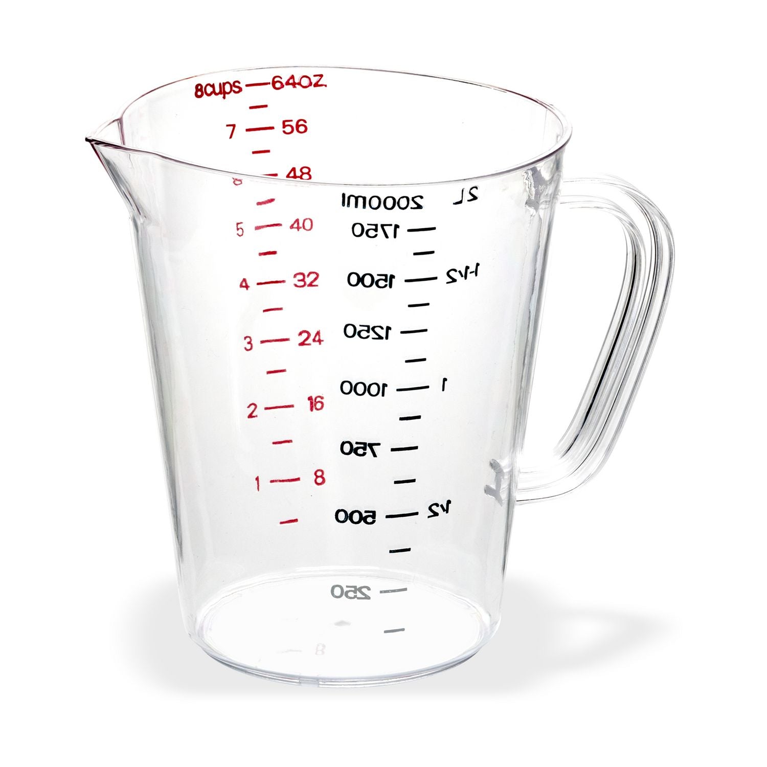 Carlisle Commercial Measuring Cup, 0.5 gal, Plastic, Clear