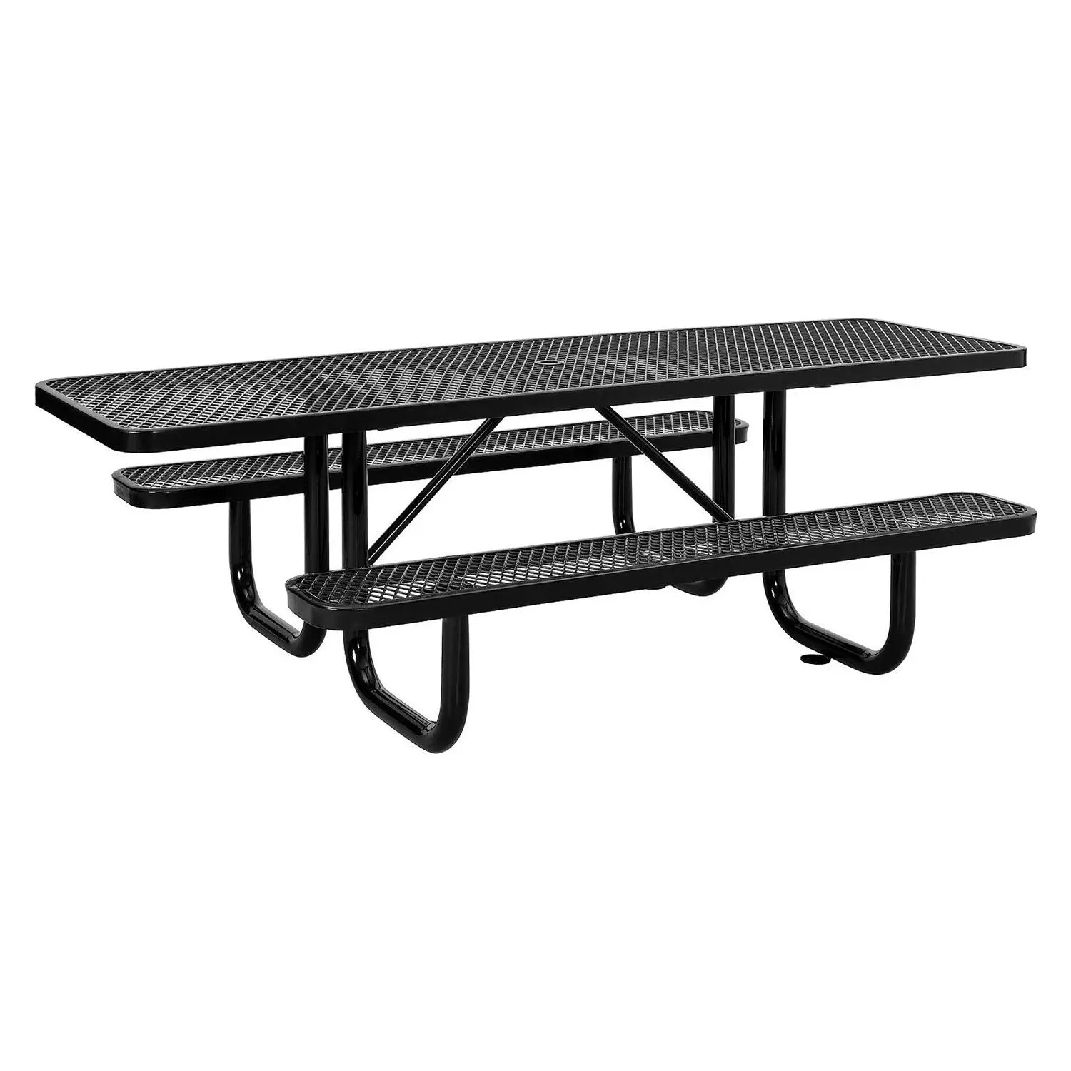 Global Industrial® ADA Compliant Expanded Steel Picnic Table, Rectangular, 96 x 60 x 29.5, Black Top and Base