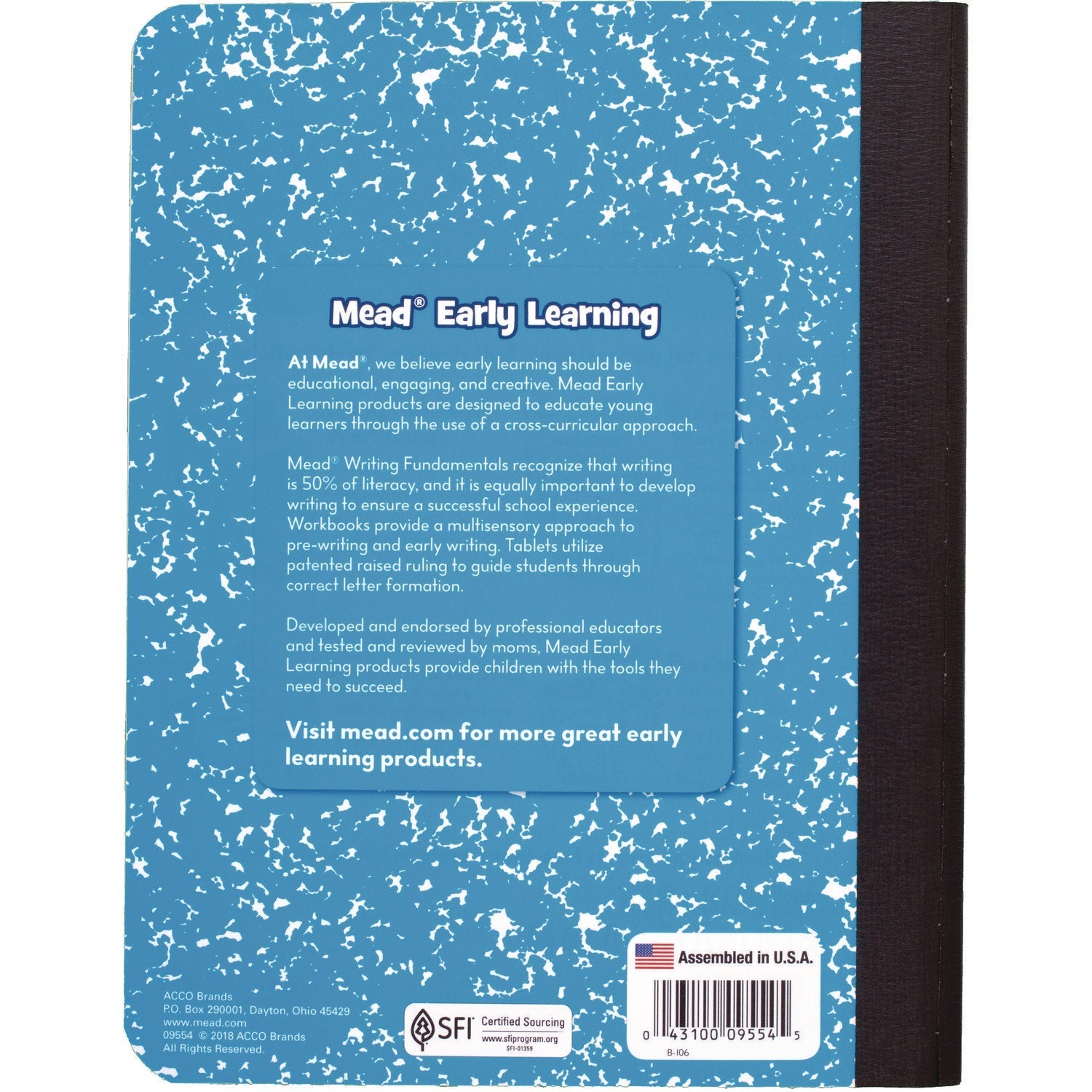 Mead® Primary Journal Half Page Ruled, Blue Marble Cover, Primary Rule, (100) 9.75 x 7.5 Sheets