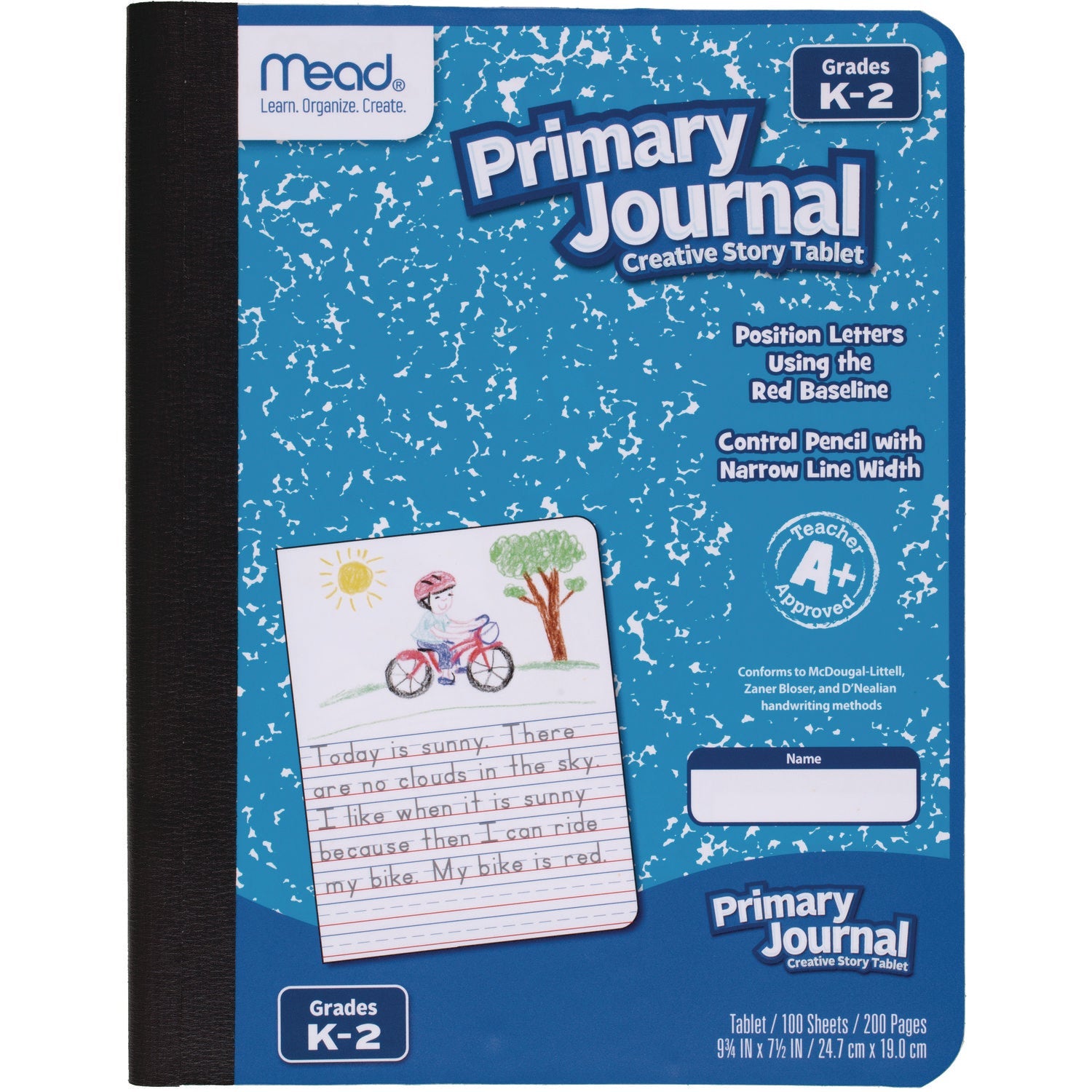 Mead® Primary Journal Half Page Ruled, Blue Marble Cover, Primary Rule, (100) 9.75 x 7.5 Sheets