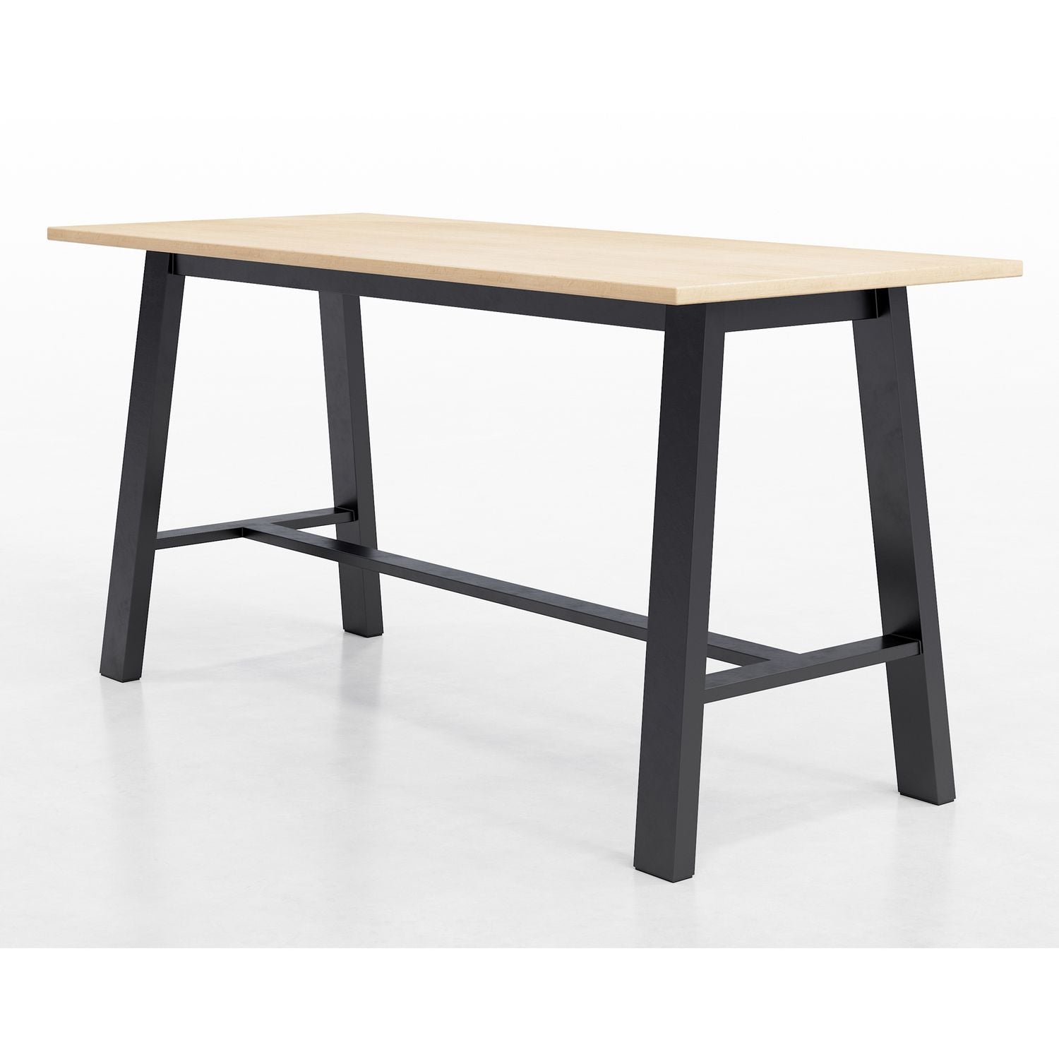 KFI Studios Midtown Bistro Dining Table with Four White Kool Barstools, 36 x 72 x 41, Kensington Maple