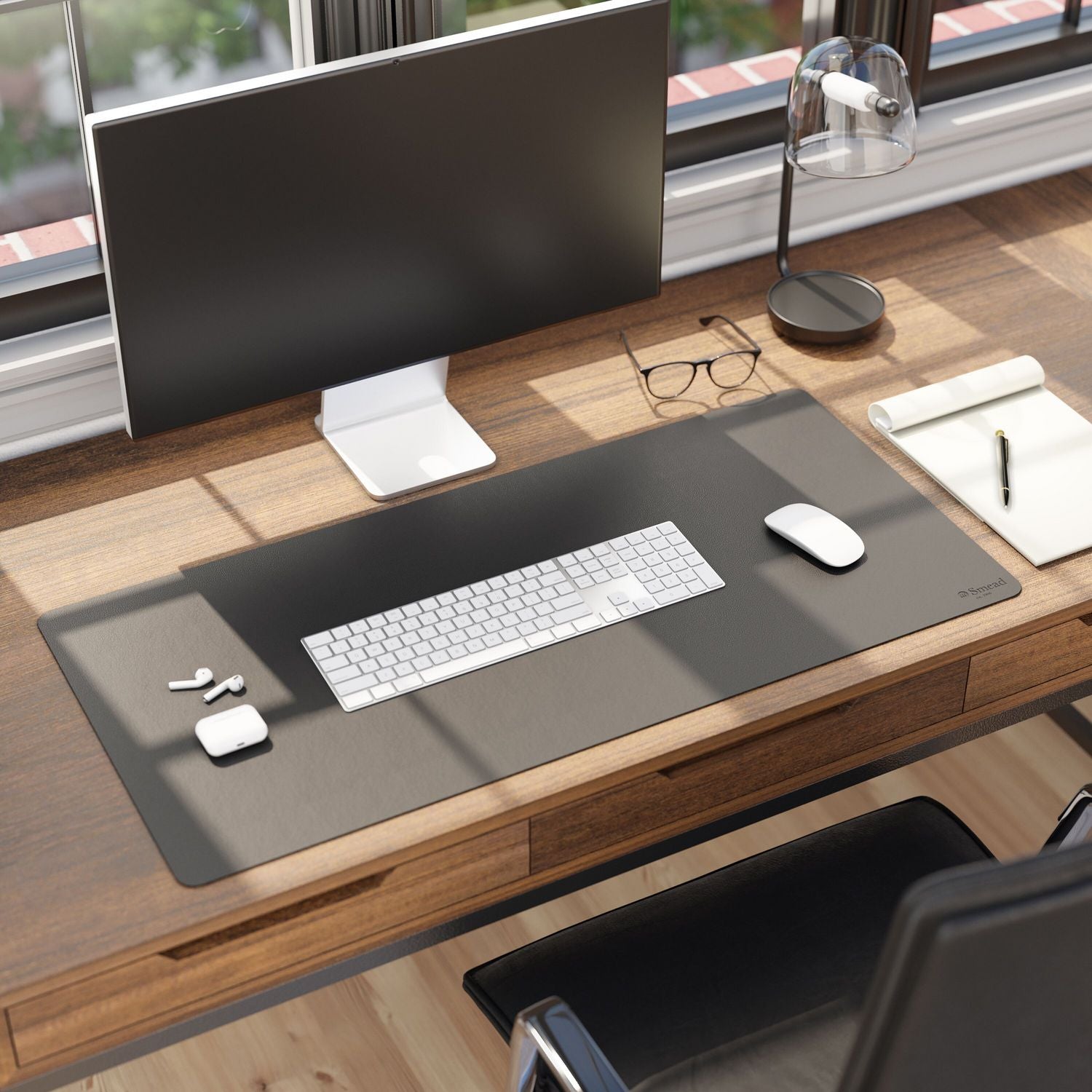Smead Vegan Leather Desk Pads, 36 x 17, Charcoal