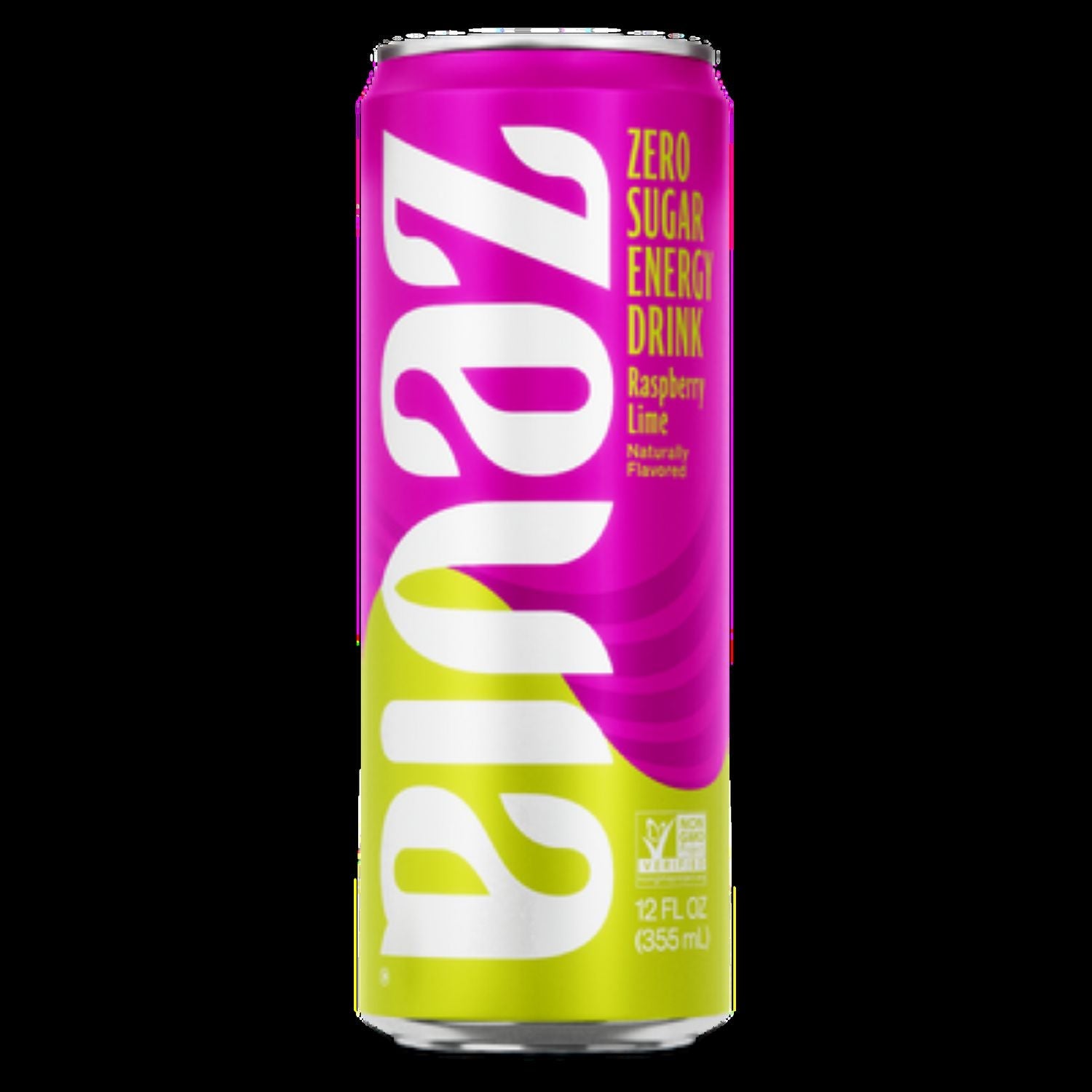 Zevia® Zero Sugar Naturally Sweetened Energy Drink, Raspberry Lime, 12 oz Can, 12/Carton