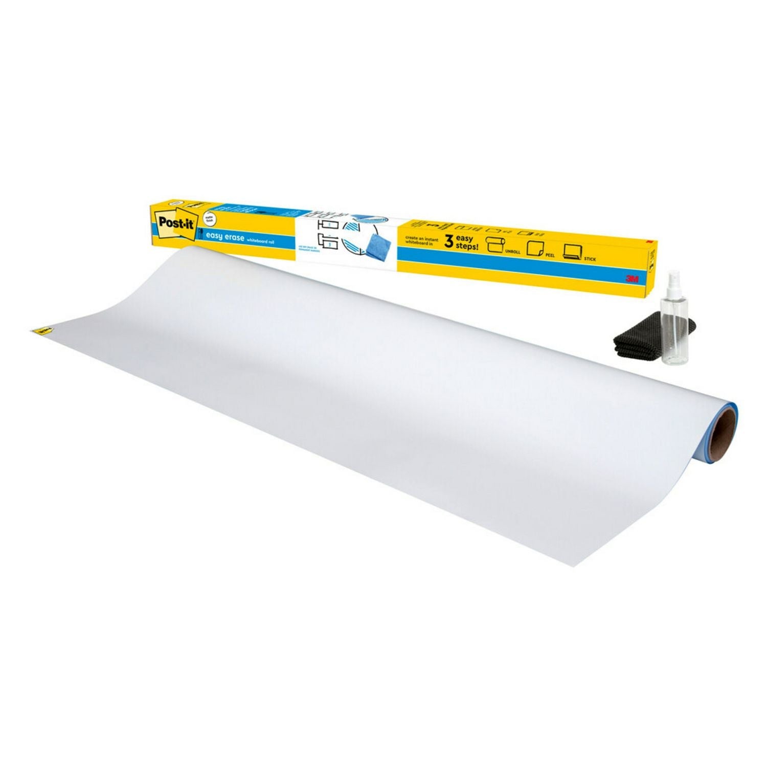Post-it® Easy Erase Permanent Marker Whiteboard Surface, Laminate Film, 96" x 48", White