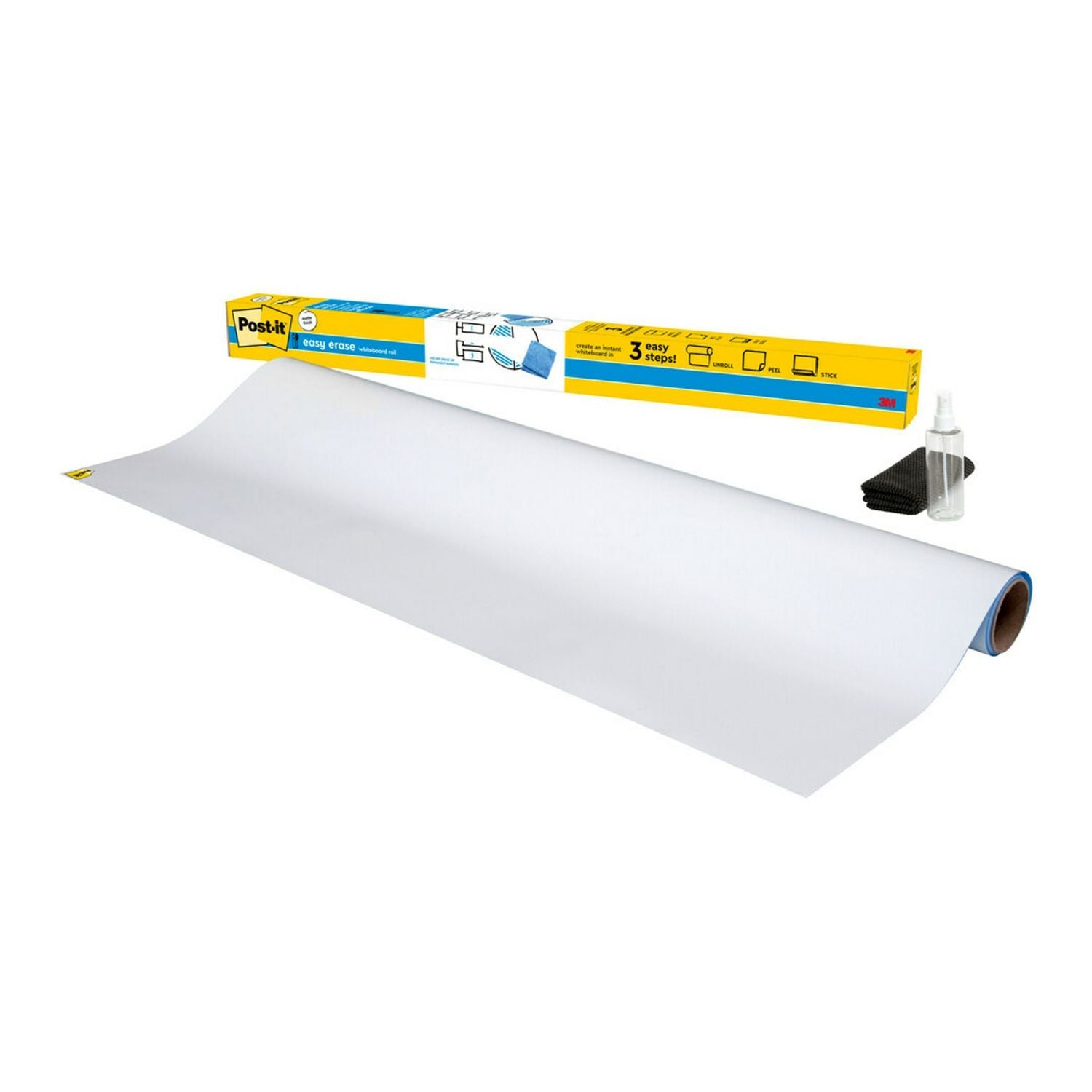 Post-it® Easy Erase Permanent Marker Whiteboard Surface, Laminate Film, 48" x 36", White