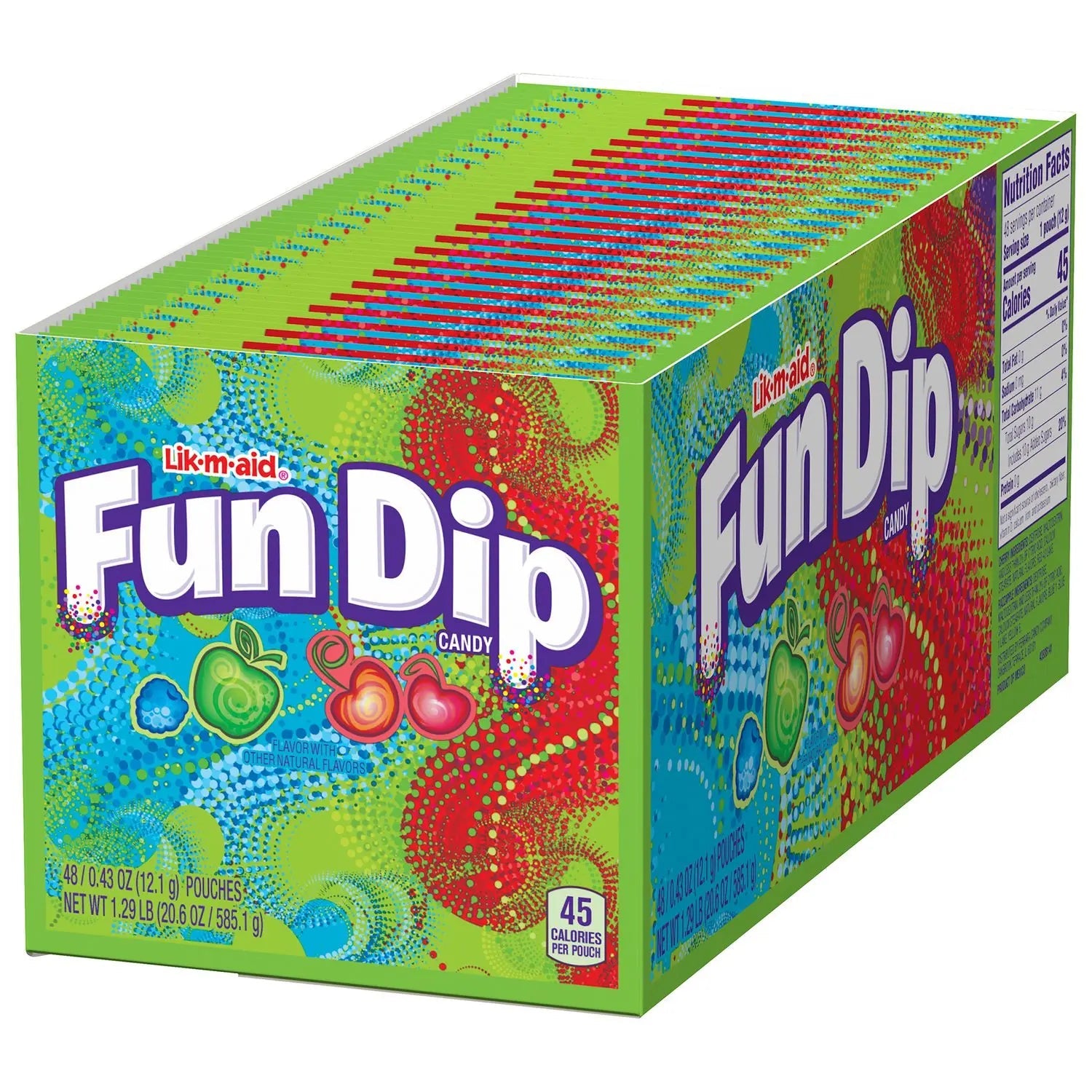 Lik-m-aid® Fun Dip Candy, Assorted Flavors, 0.43 oz Pouch, 48/Box, 2 Boxes/Carton
