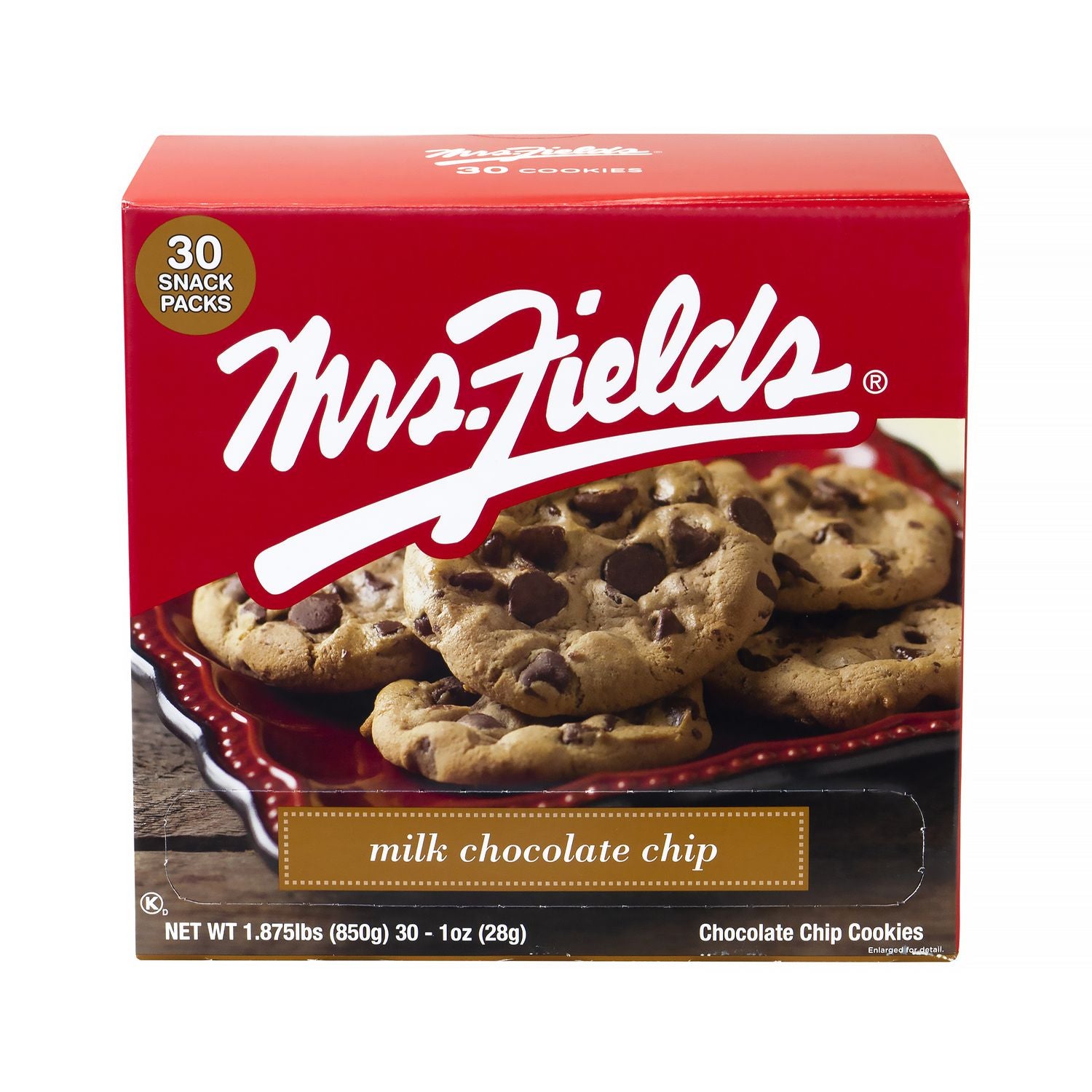 Mrs. Fields® Cookies, Milk Chocolate Chip, 1 oz Individually Wrapped, 30/Box, 2 Boxes/Carton - Bloom Skins