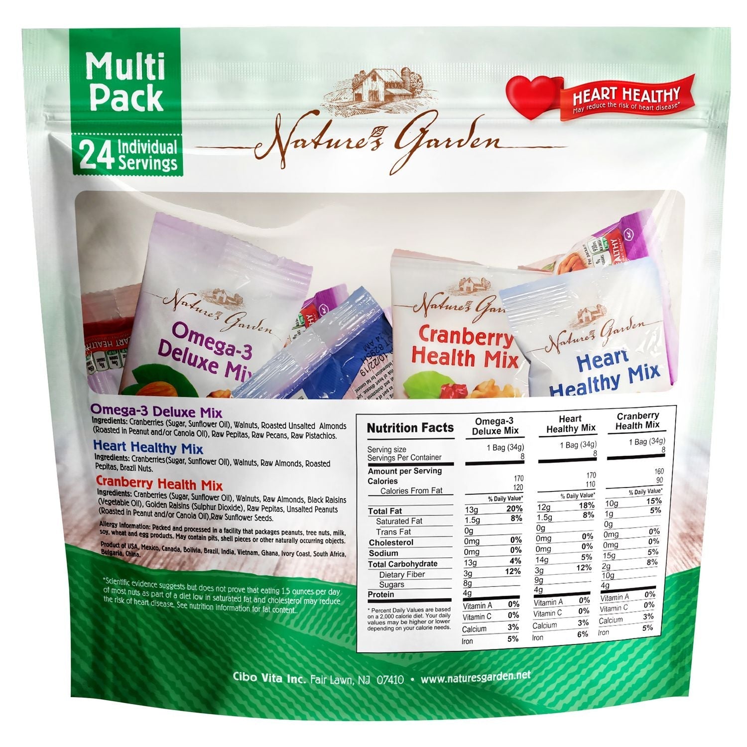 Nature's Garden Healthy Trail Mix Snack Packs, Assorted Flavors, 1.2 oz Pouch, 24/Bag, 2 Bags/Carton - Bloom Skins