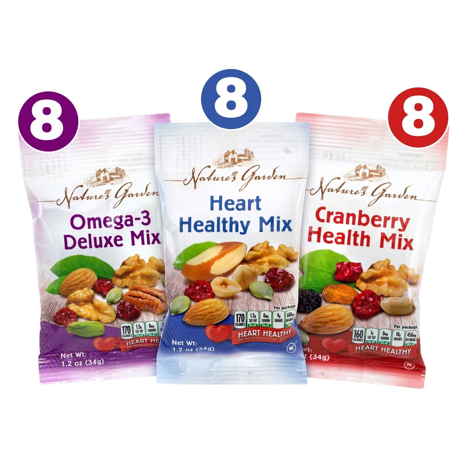Nature's Garden Healthy Trail Mix Snack Packs, Assorted Flavors, 1.2 oz Pouch, 24/Bag, 2 Bags/Carton - Bloom Skins
