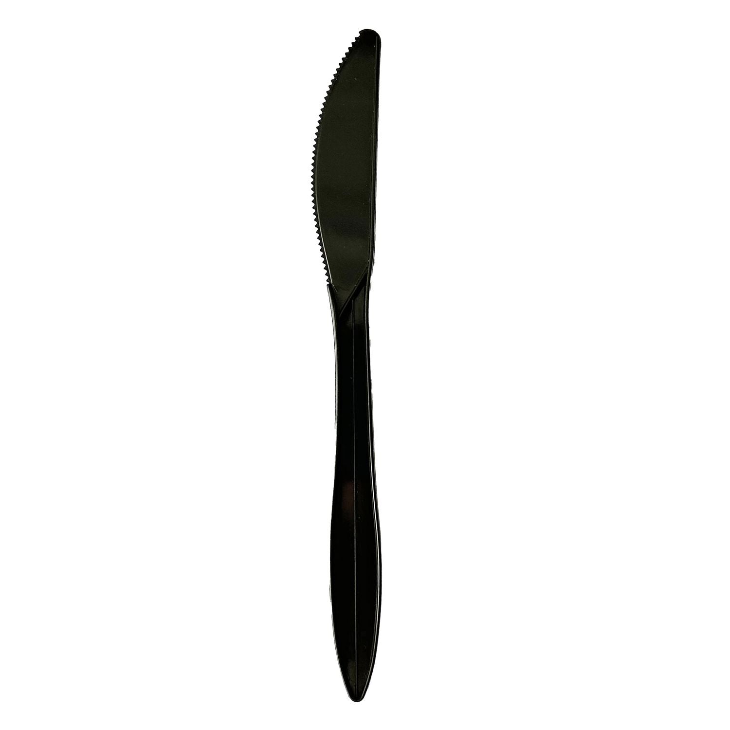 Boardwalk® Mediumweight Polypropylene Cutlery, Knife, Plastic, Black, 1,000/Carton