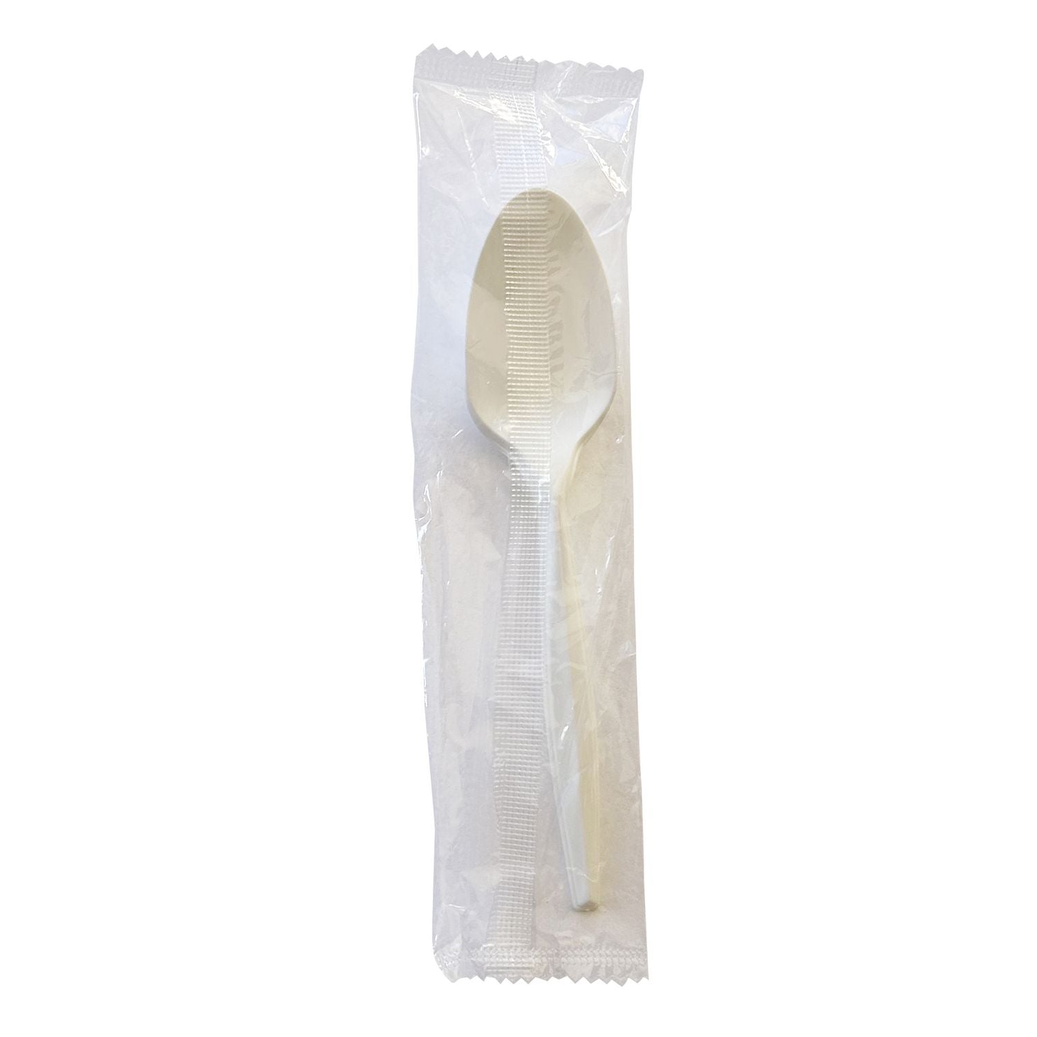 Boardwalk® Mediumweight Wrapped Polypropylene Cutlery, Spoon, 5.31", Plastic, White, 1,000/Carton