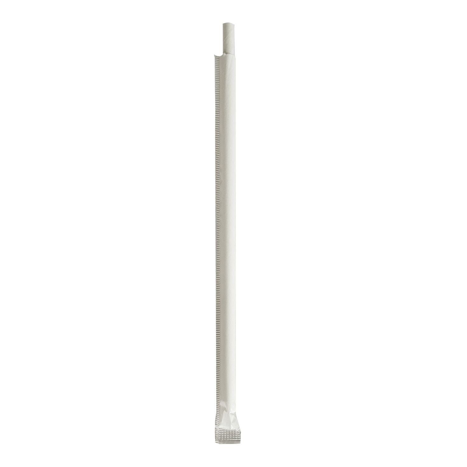 Boardwalk® Wrapped Jumbo Paper Straws, 7.75", Paper, White, 1,280/Carton
