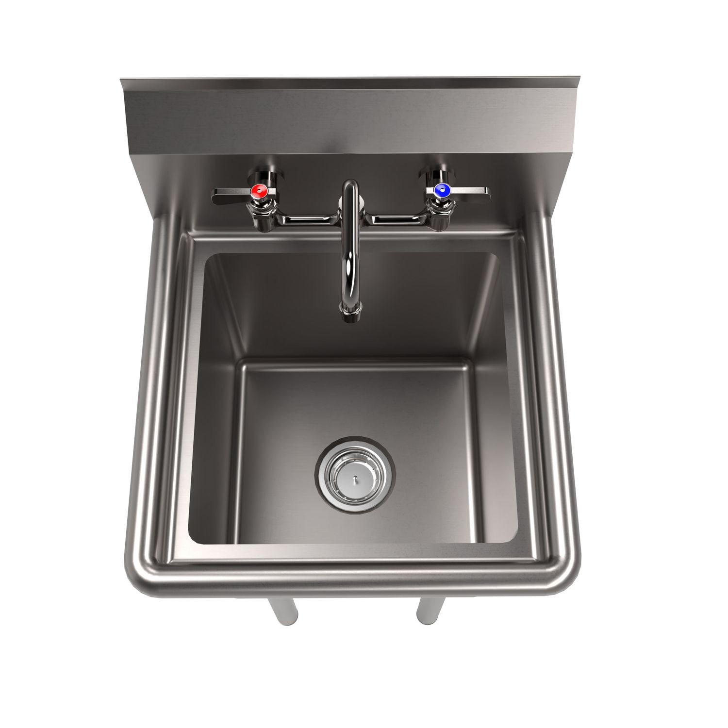 BK Resources Stainless Steel Sink and Faucet Bundle, Sink/Faucet/Faucet Mounting Kit/Drain, 15" L x 15" W x 14" D