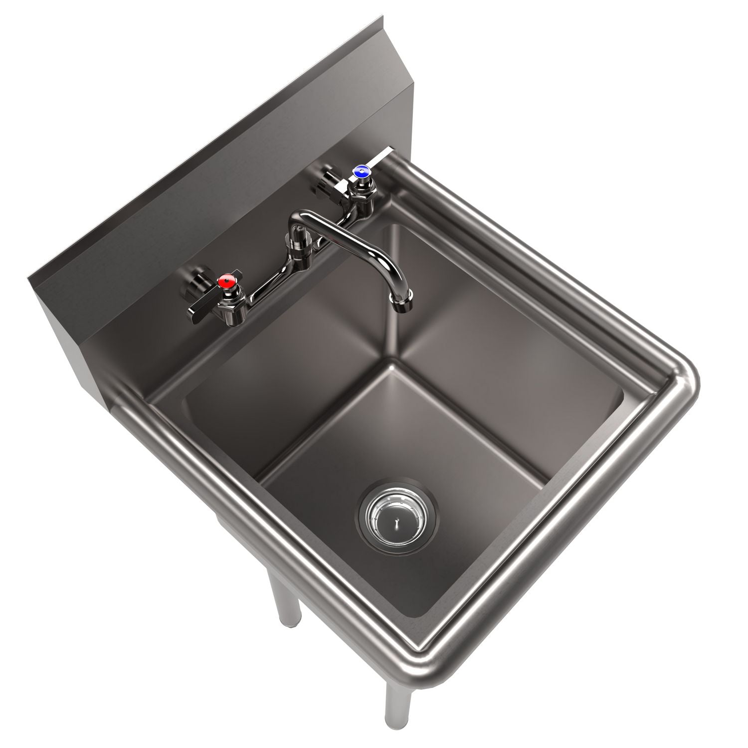 BK Resources Stainless Steel Sink and Faucet Bundle, Sink/Faucet/Faucet Mounting Kit/Drain, 15" L x 15" W x 14" D