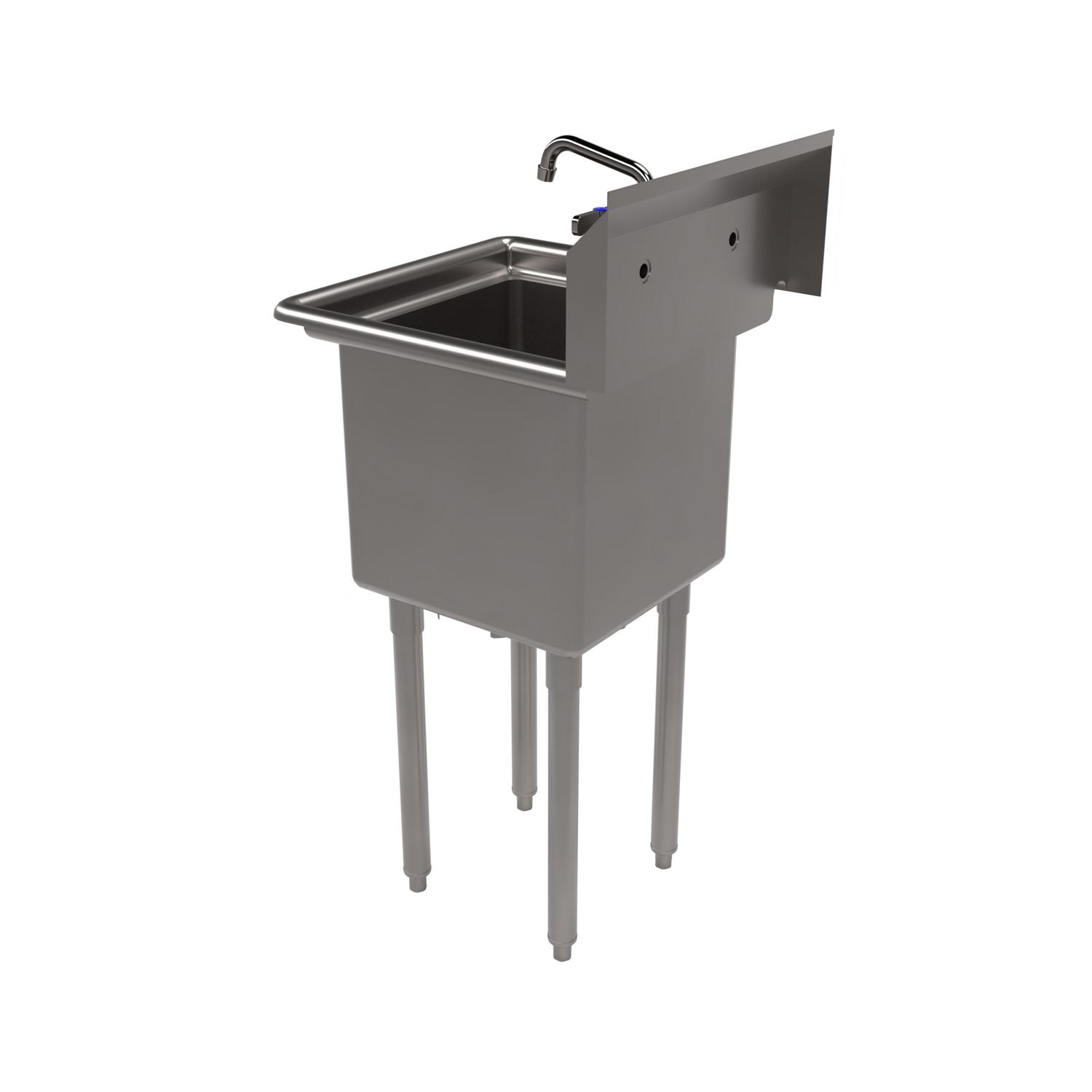 BK Resources Stainless Steel Sink and Faucet Bundle, Sink/Faucet/Faucet Mounting Kit/Drain, 15" L x 15" W x 14" D